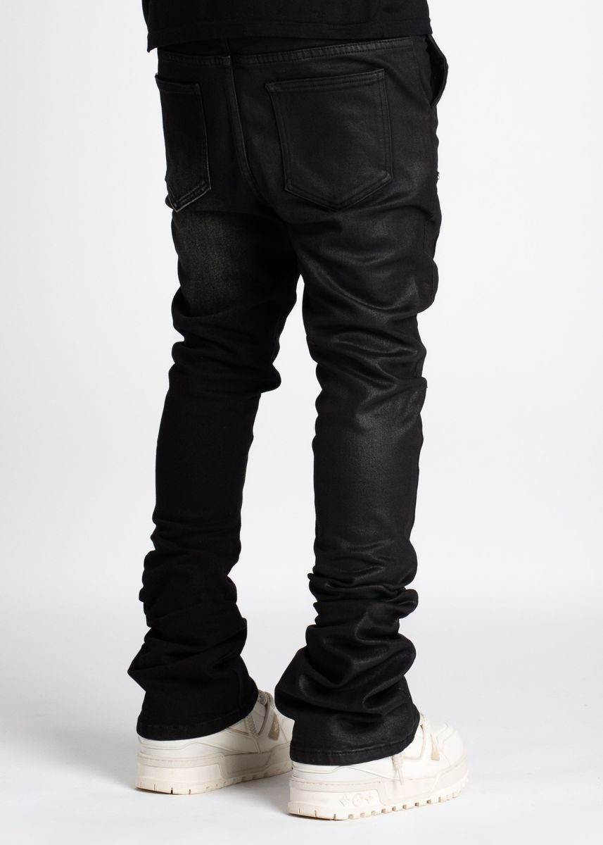 Guapi Waxed Stacked split Black Denim 194ws