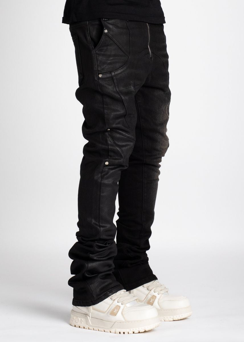 Guapi Waxed Stacked split Black Denim 194ws