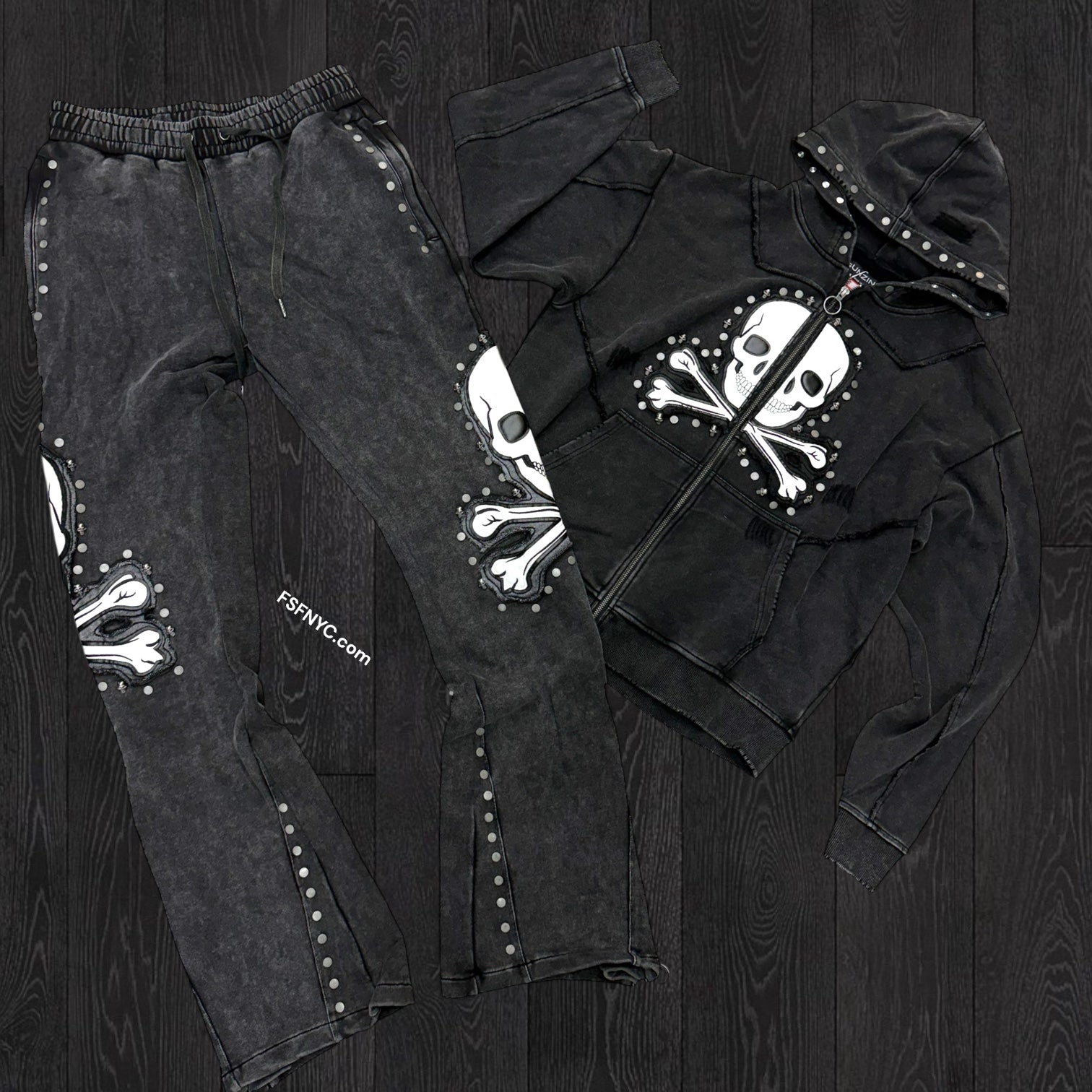 Gunzinii - Stacked Bones Sweat Suit - Black - GZ602 601