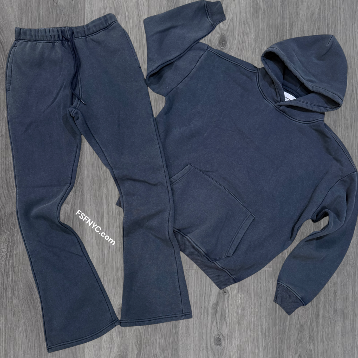 Baruda - Flare Mineral Wash Sweat Suit - Navy - 822