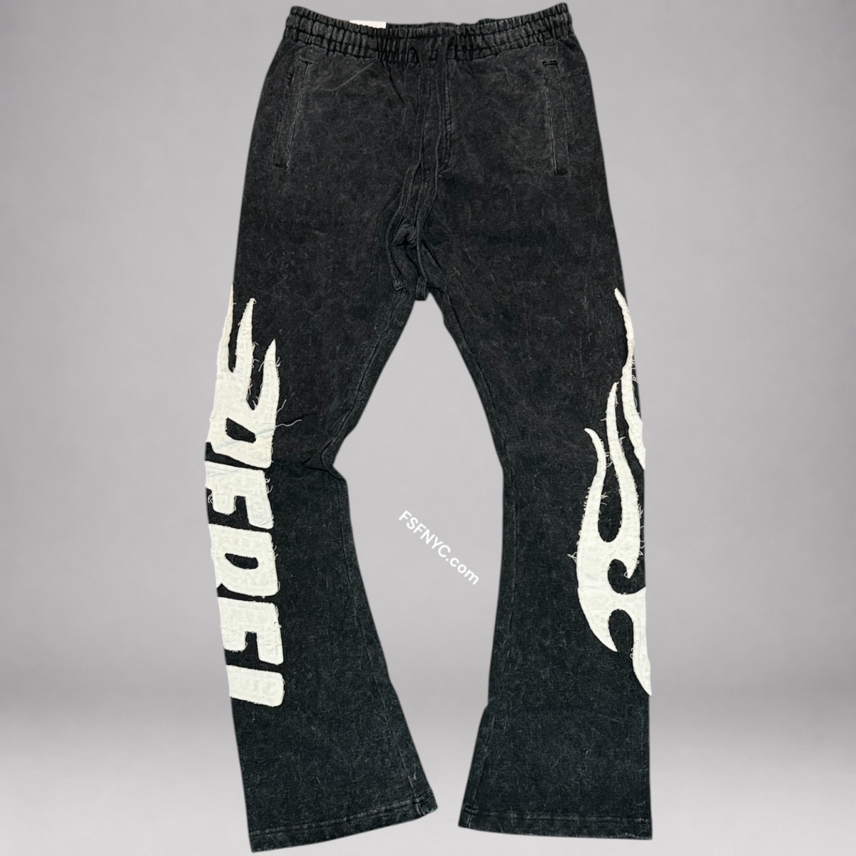 Rebel - Stacked Acid Flame Sweat Pants - Black - 441