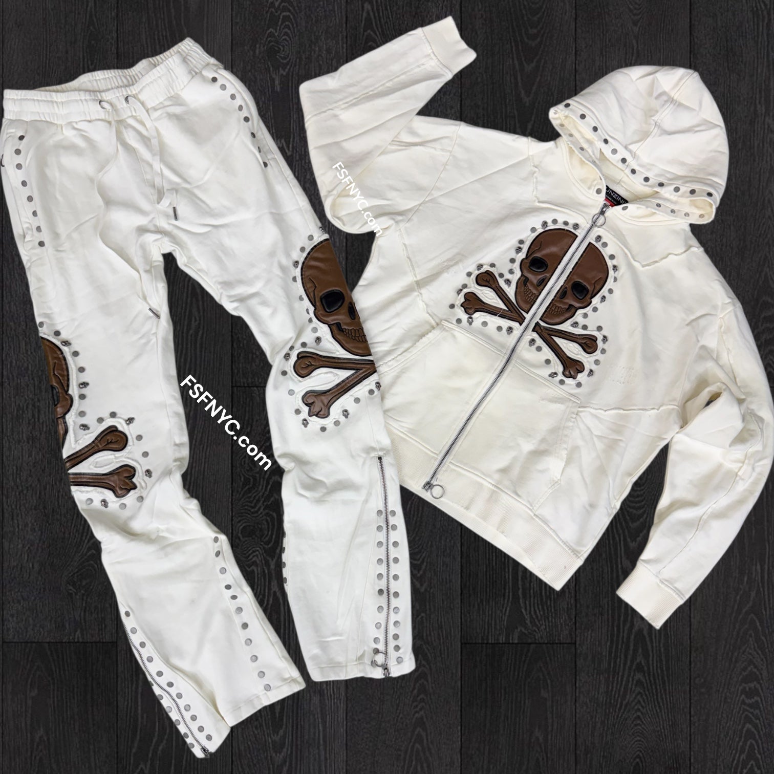 Gunzinii - Stacked Bones Sweat Suit - Cream - GZ602 601