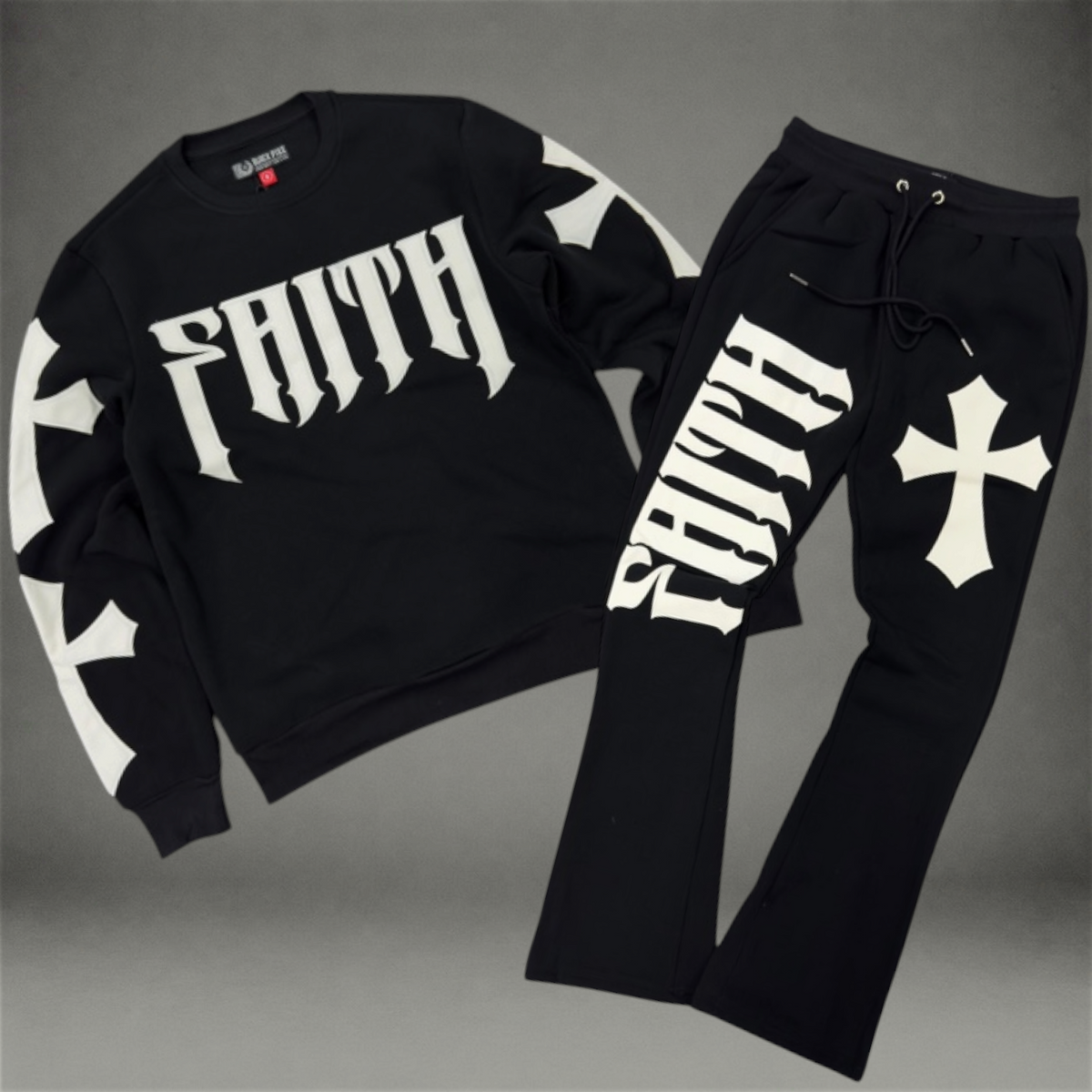 Pike - SET - Flare Faith Crew Sweatsuit - Black - 3616