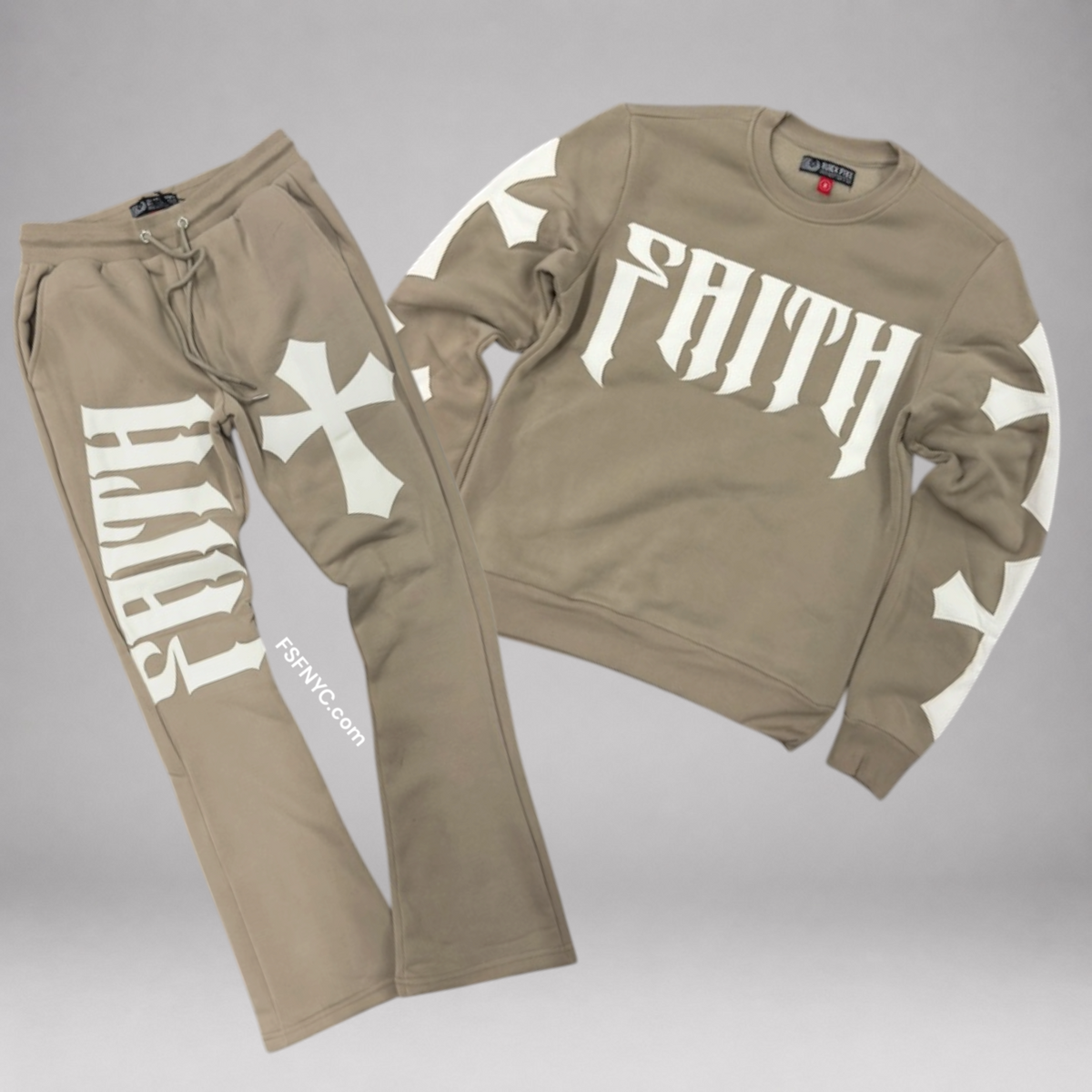 Pike - SET - Flare Faith Crew Sweatsuit - Khaki - 3616