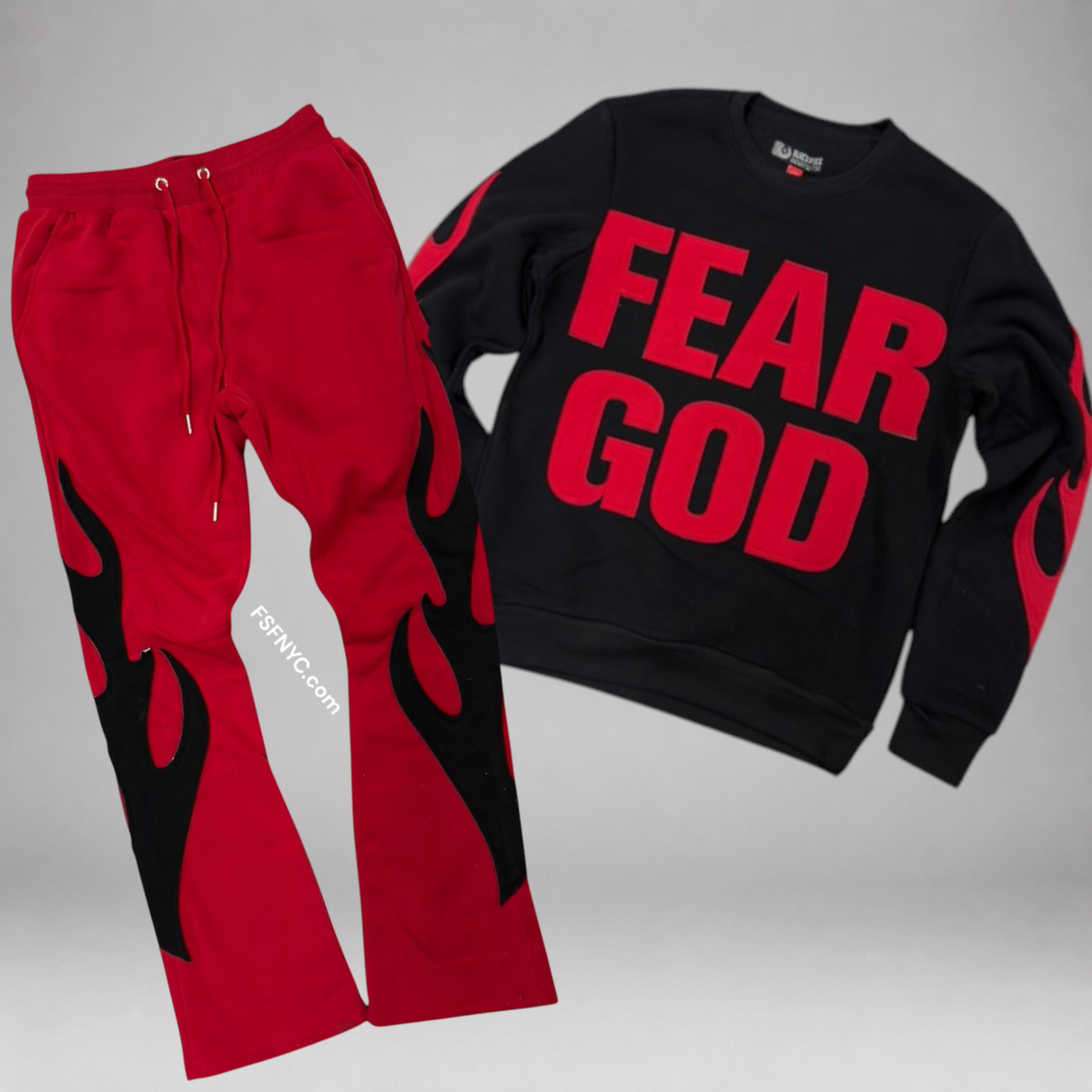 Pike - SET - Flare FEAR Crew Sweatsuit - Red/Black - 2617