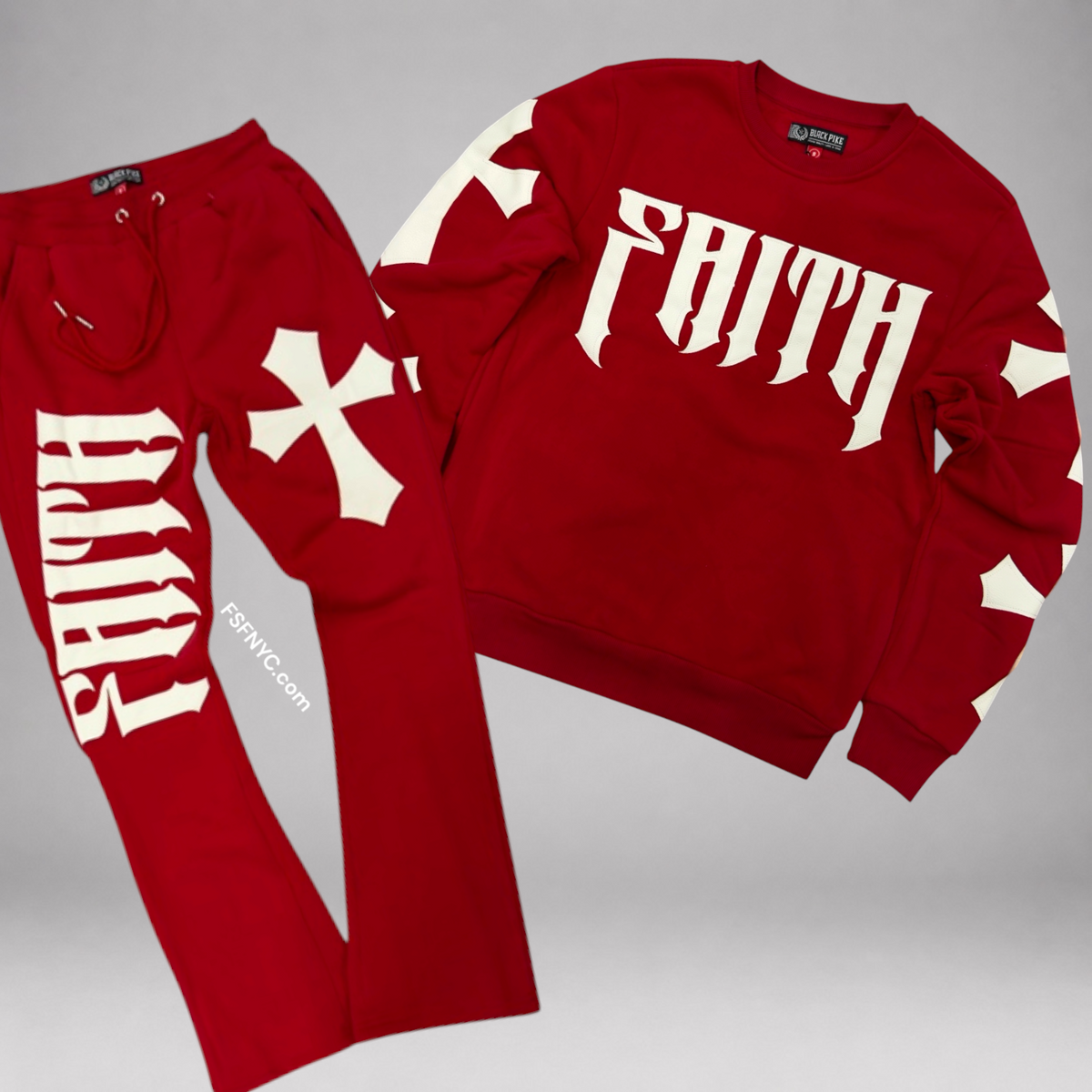 Pike - SET - Flare Faith Crew Sweatsuit - Red - 3616