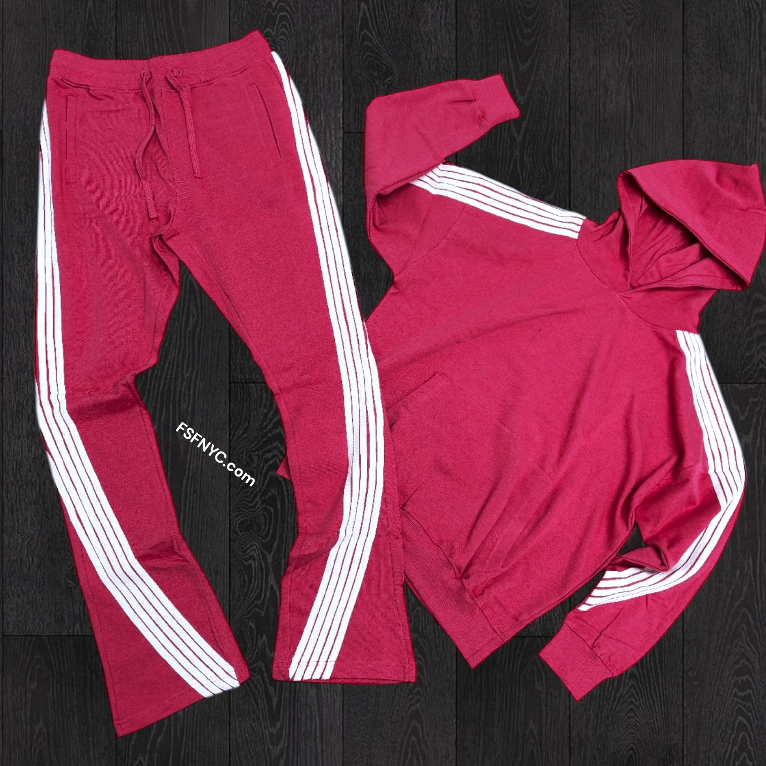 REBEL - Five Stripes SWEATSUIT - Pink / White -  11301
