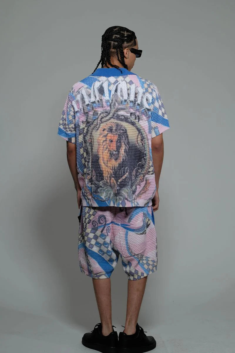 Vicious Lion knitted Short Se Blue-Pink “loose Fit" 788 789