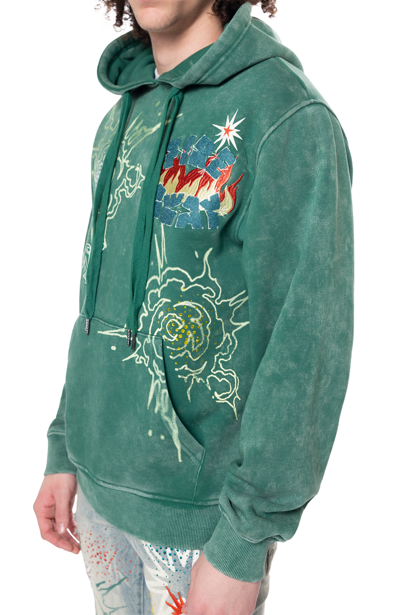 Rise rhinestone dystopia hoodie  Celtic green Fo 24558