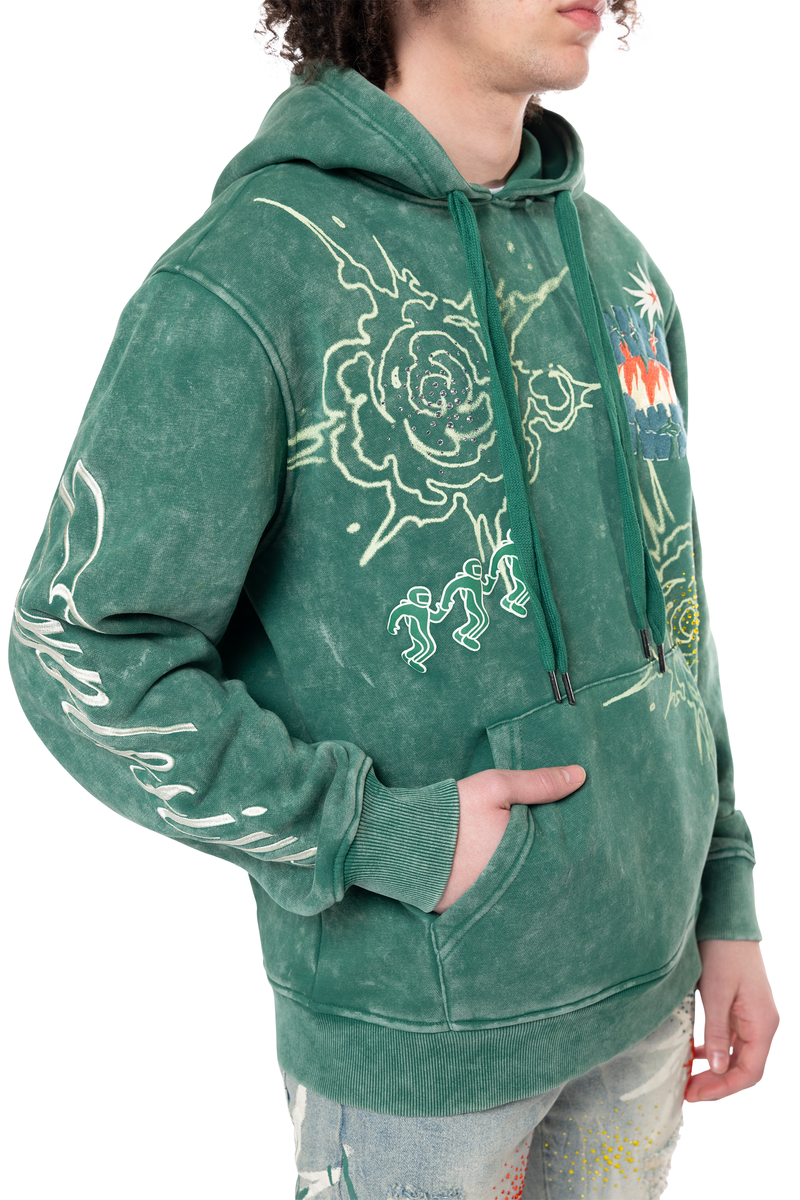 Rise rhinestone dystopia hoodie  Celtic green Fo 24558