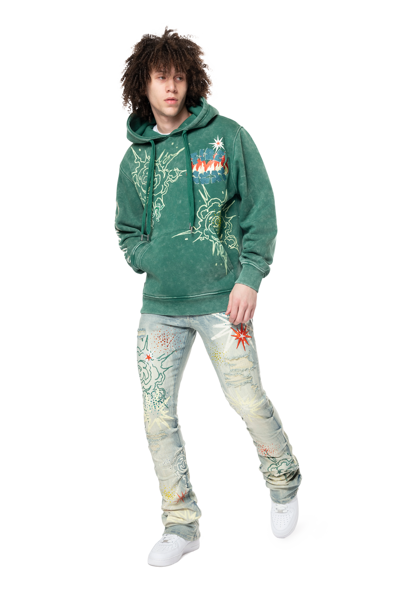 Rise rhinestone dystopia hoodie  Celtic green Fo 24558