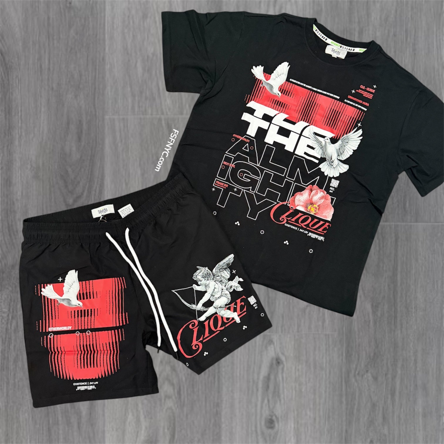 UNDRTD - Short Set - Mighty - Black Red - 103203