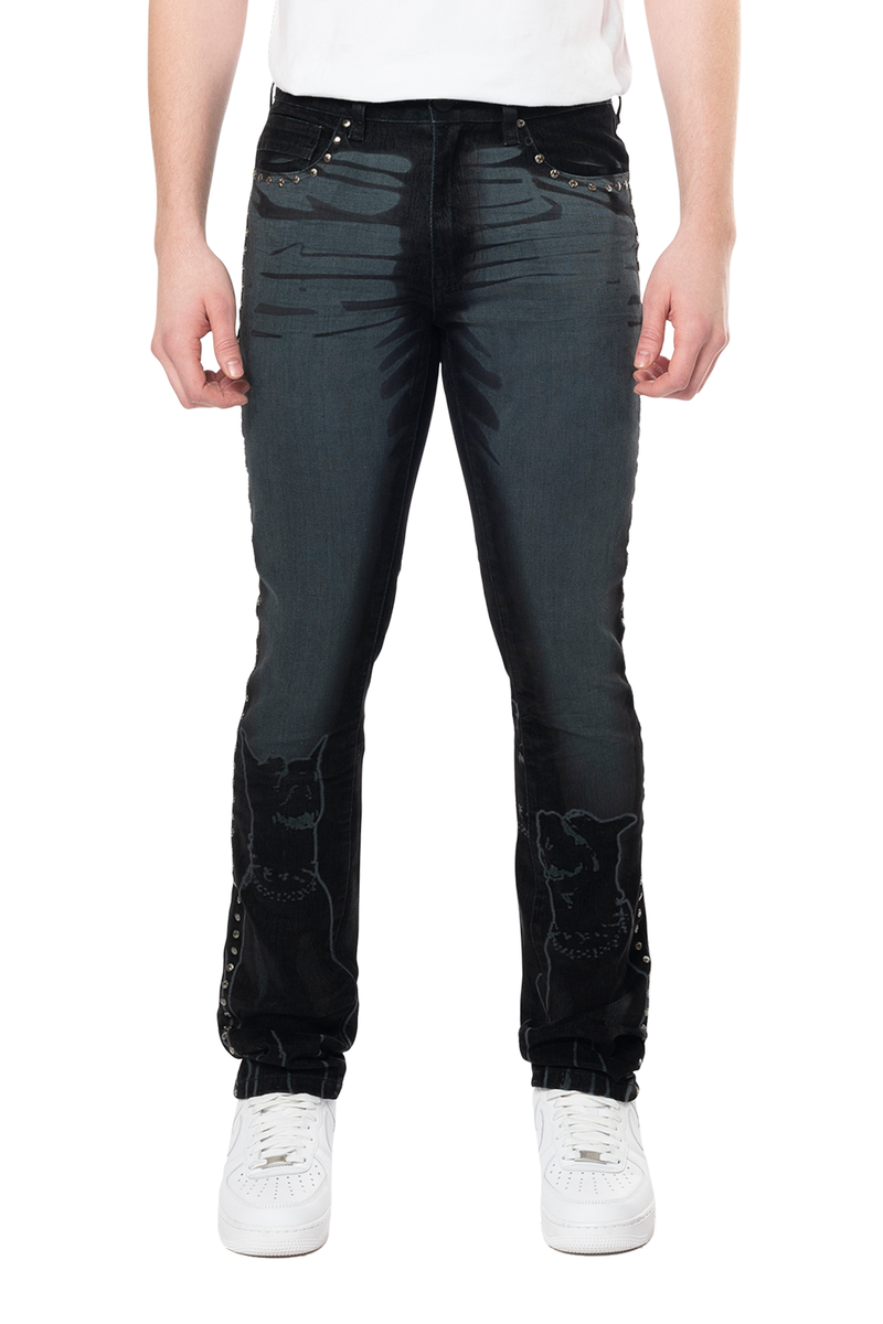 Rise color flocked Jeans dorset Black 24623