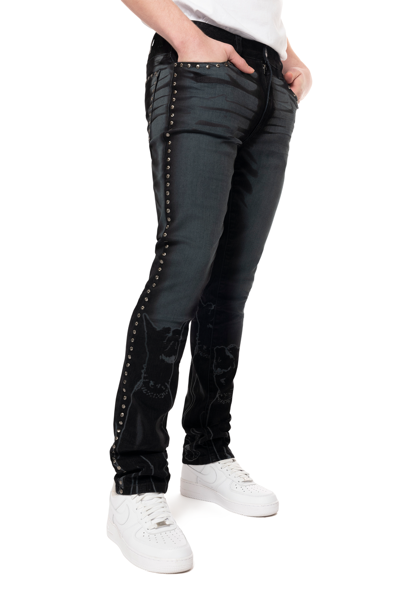 Rise color flocked Jeans dorset Black 24623