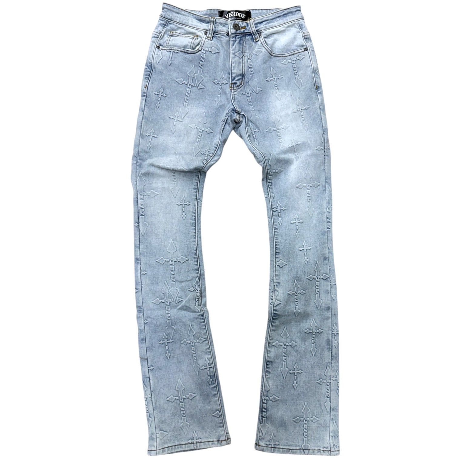 Vicious- Stacked Embossed Denim - Light BLUE - VC1089
