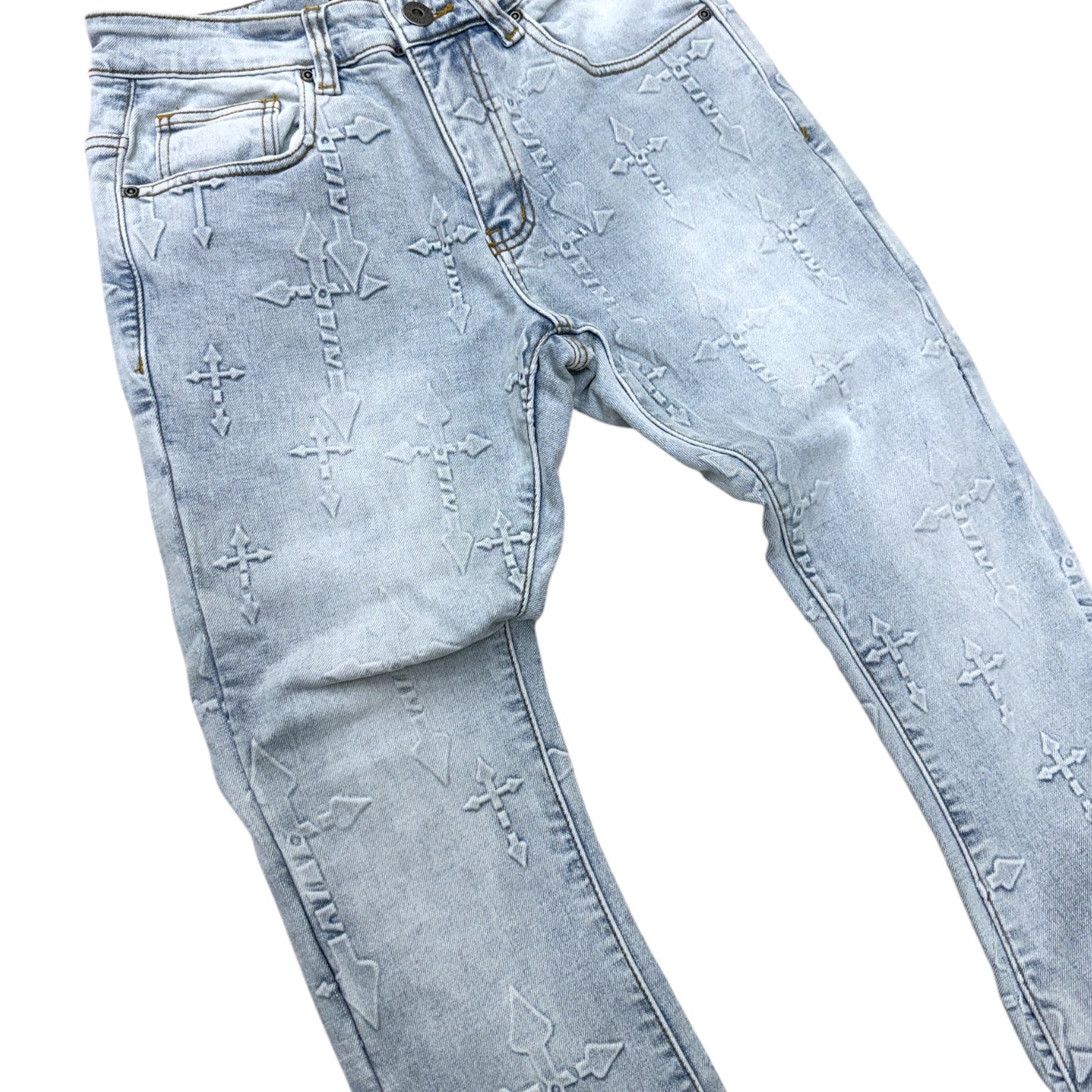 Vicious- Stacked Embossed Denim - Light BLUE - VC1089