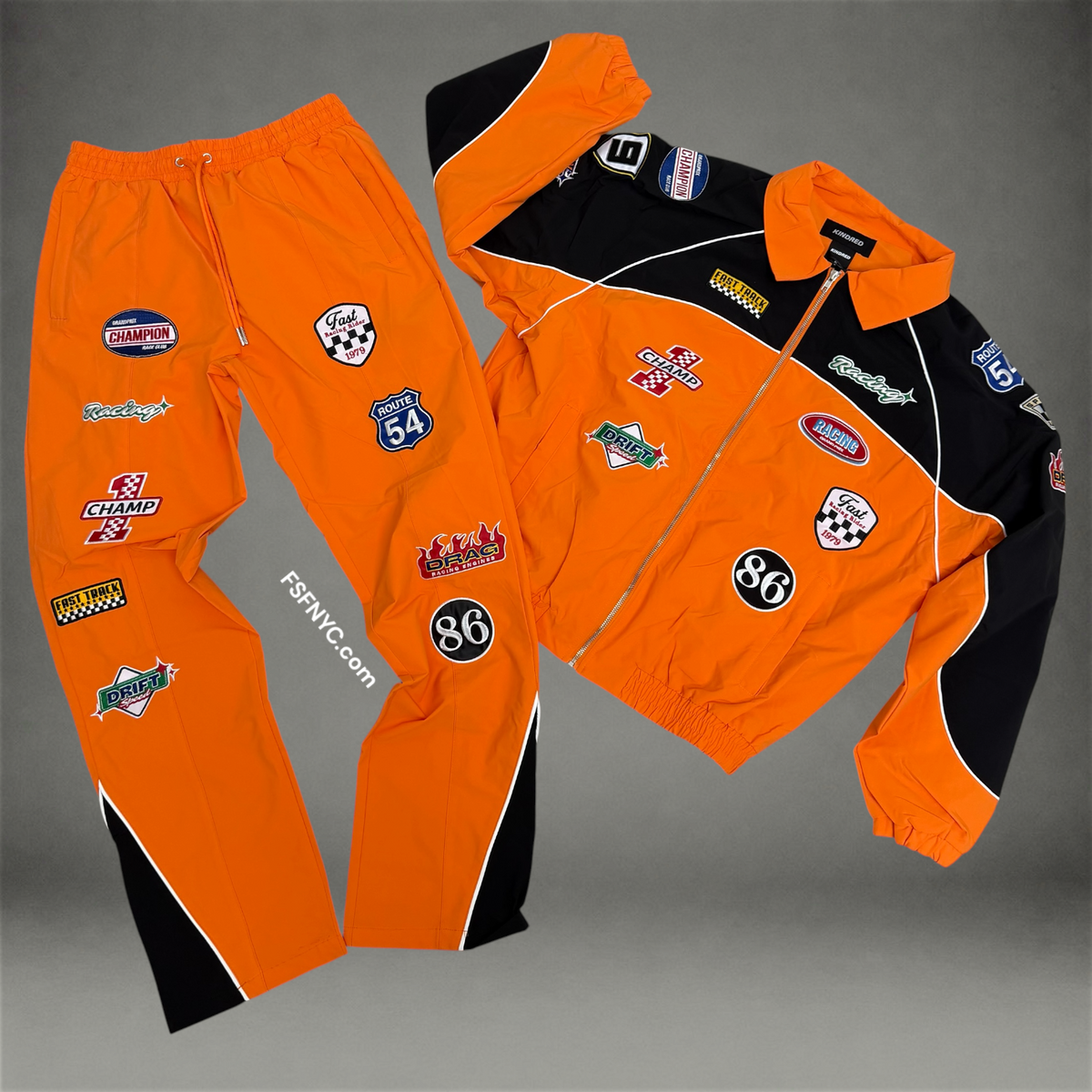 windbreaker Patch work Set - Orange/Black - 269T