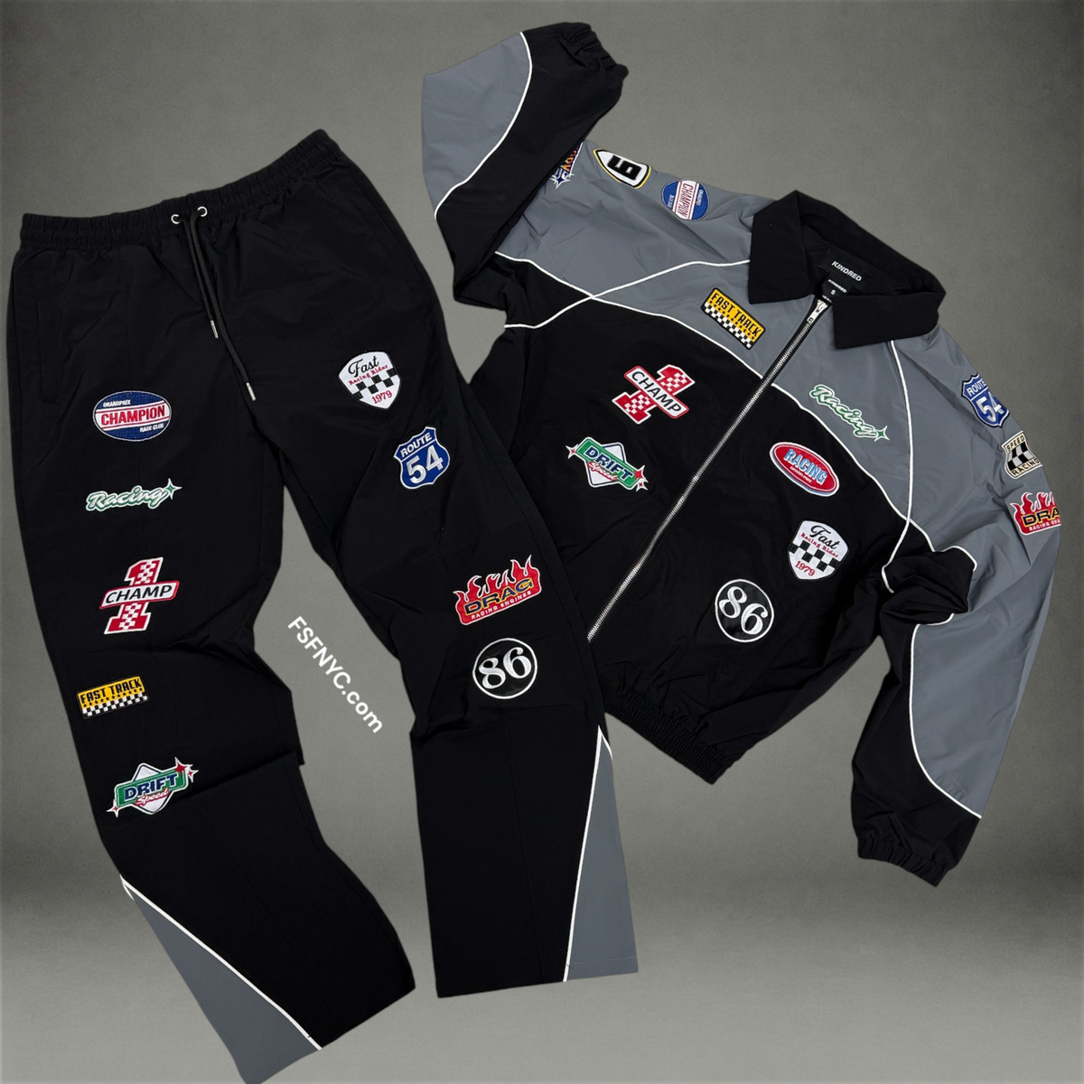 windbreaker Patch work Set - Grey/Black - 269T