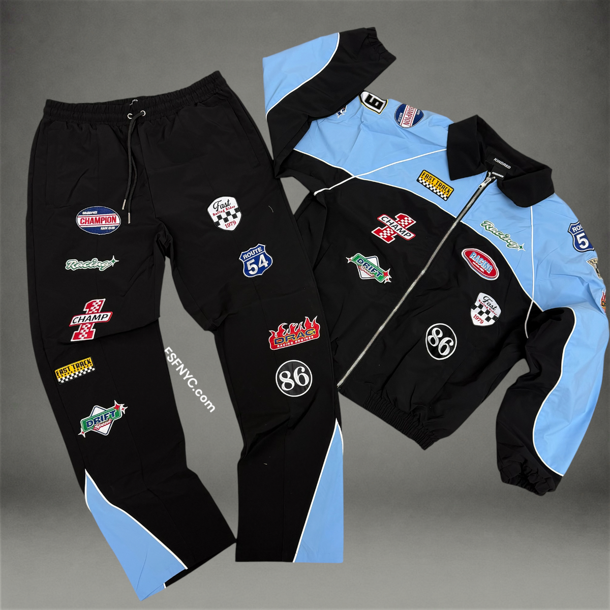 windbreaker Patch work Set - Blue/Black - 269T