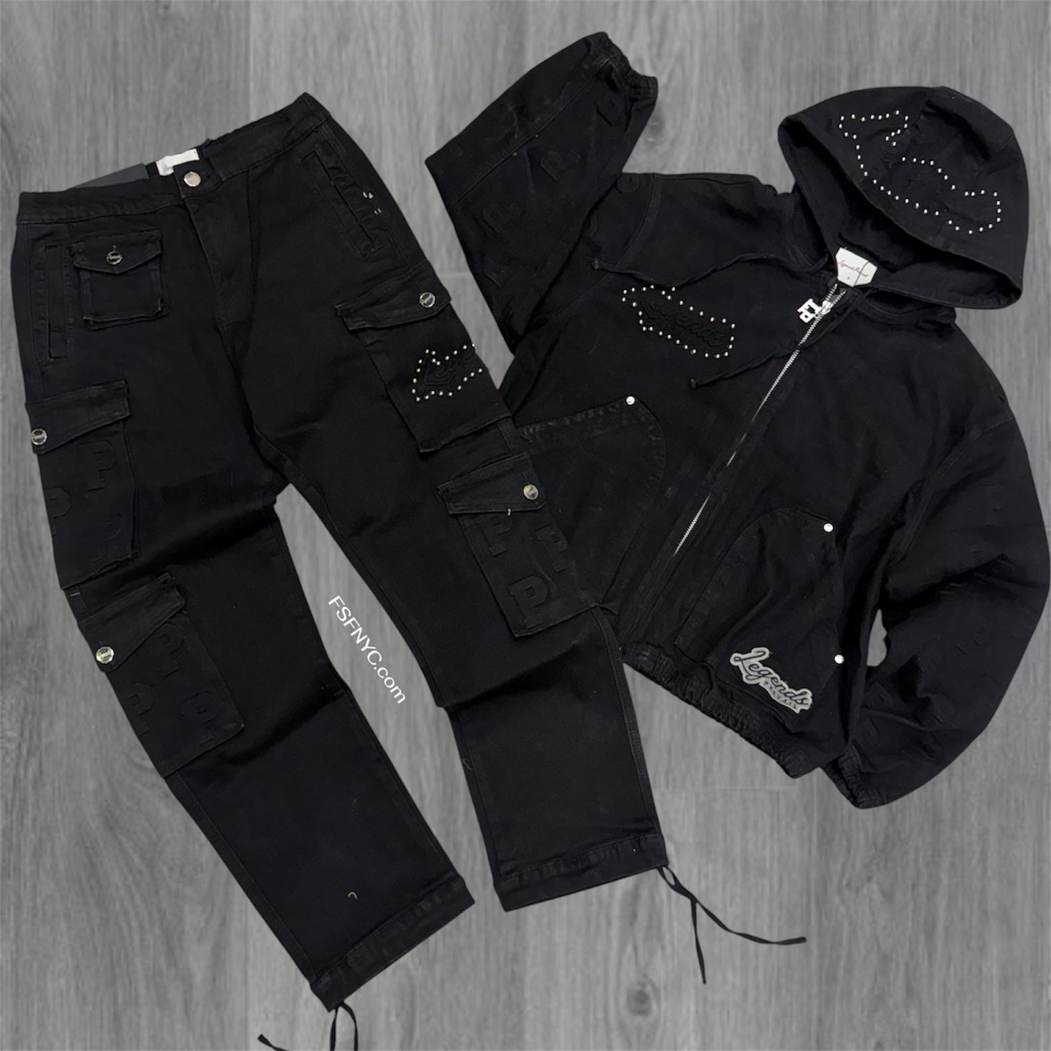 Prevail - Embossed Denim Set - Black