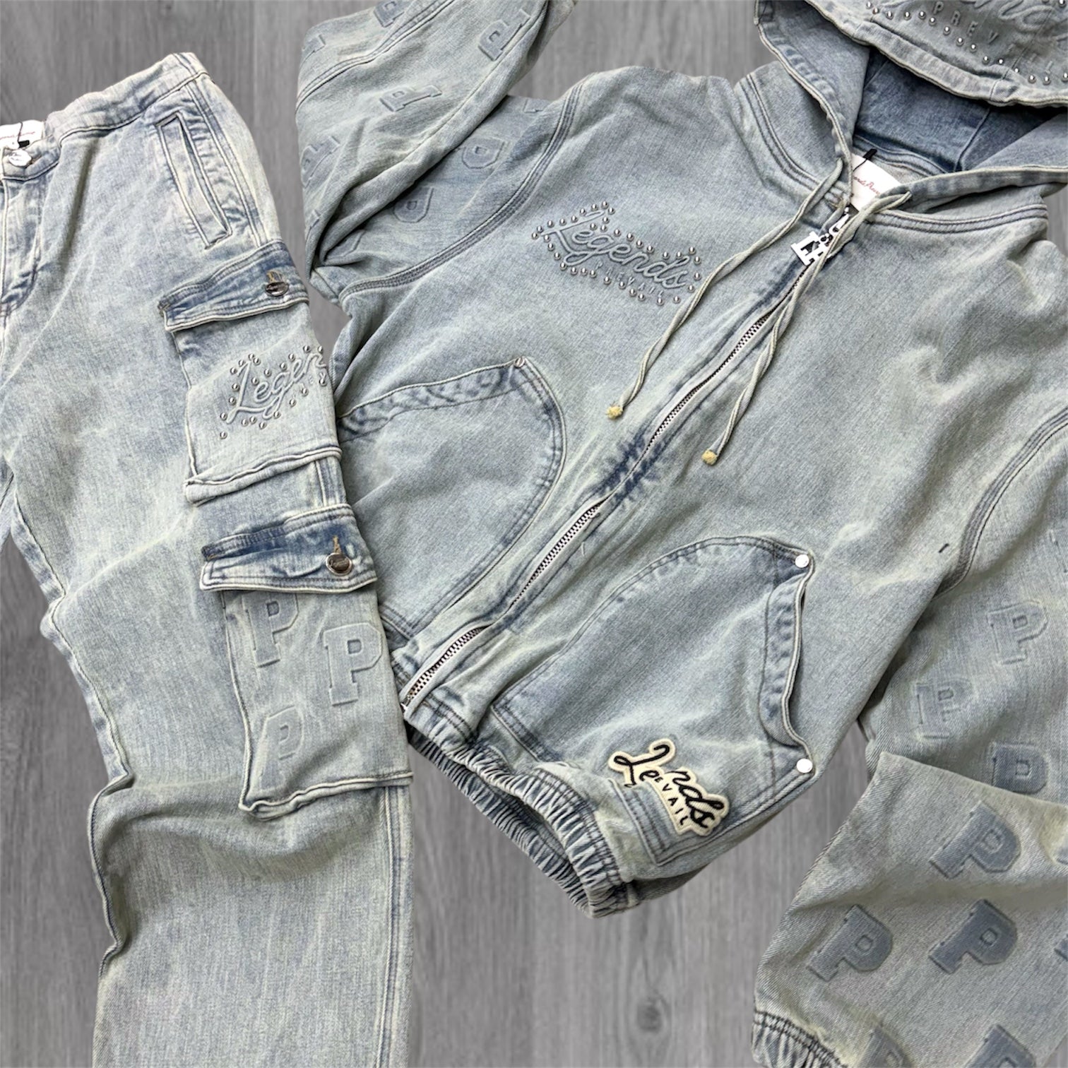 Prevail - Embossed Denim Set - Blue