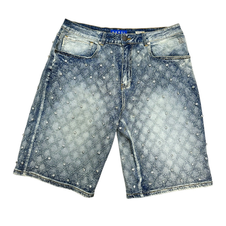 R Crystal Denim Shorts Blue 930