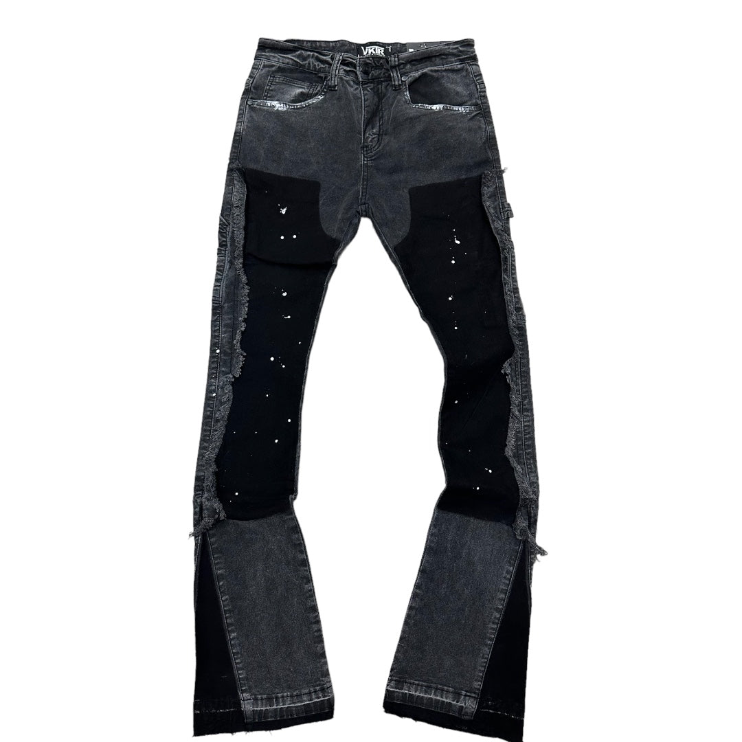 VKIR Stacked Splatter Wash Black Denim