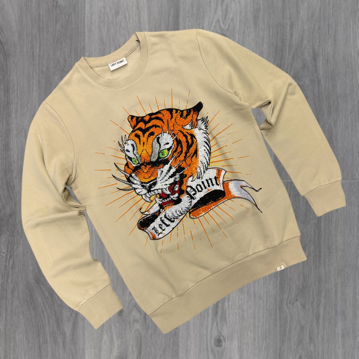 LP - Sweatshirt Tiger Rhinestone Beige - W24 1168
