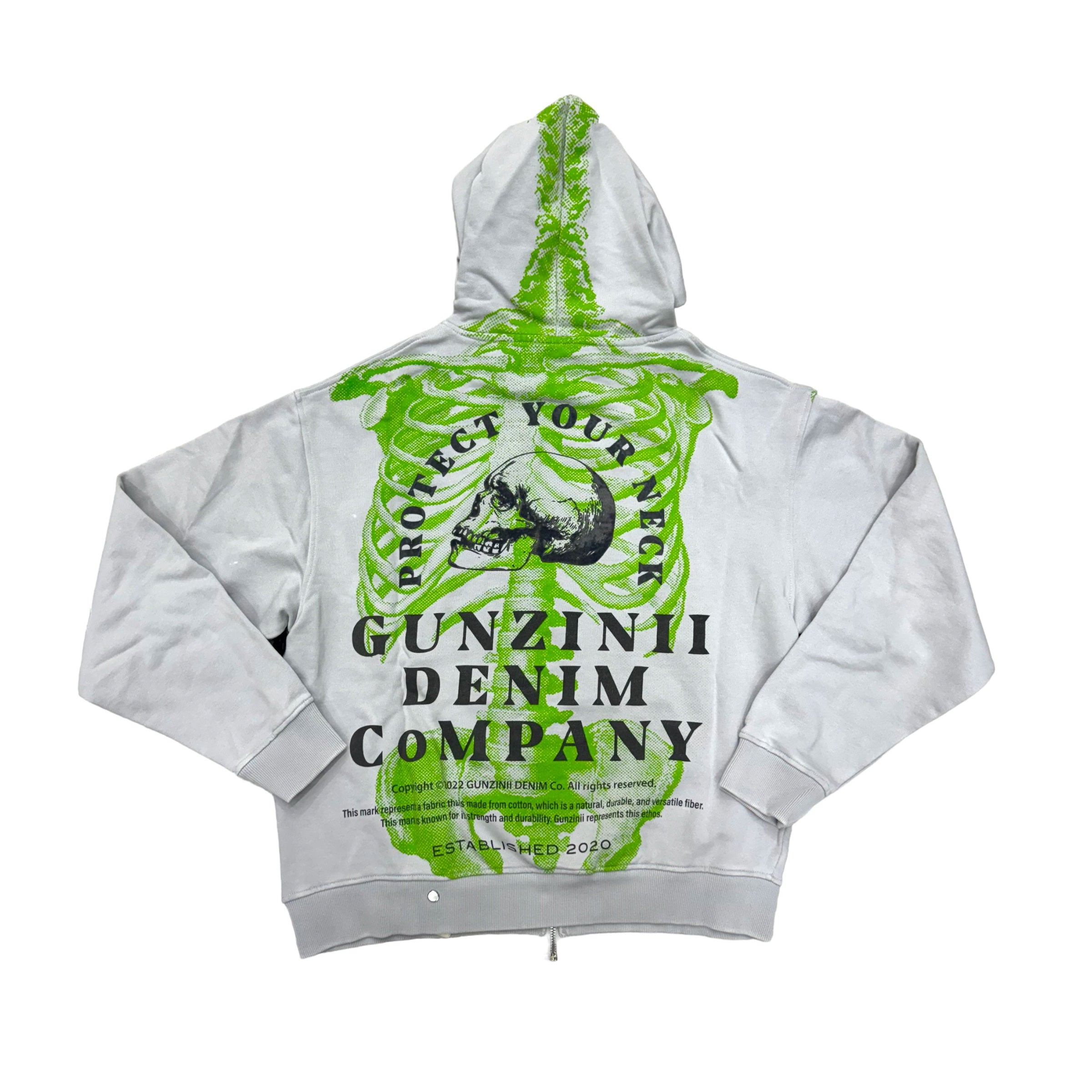 Gunzinii Protect Skeleton Zip Hoodie Grey 449