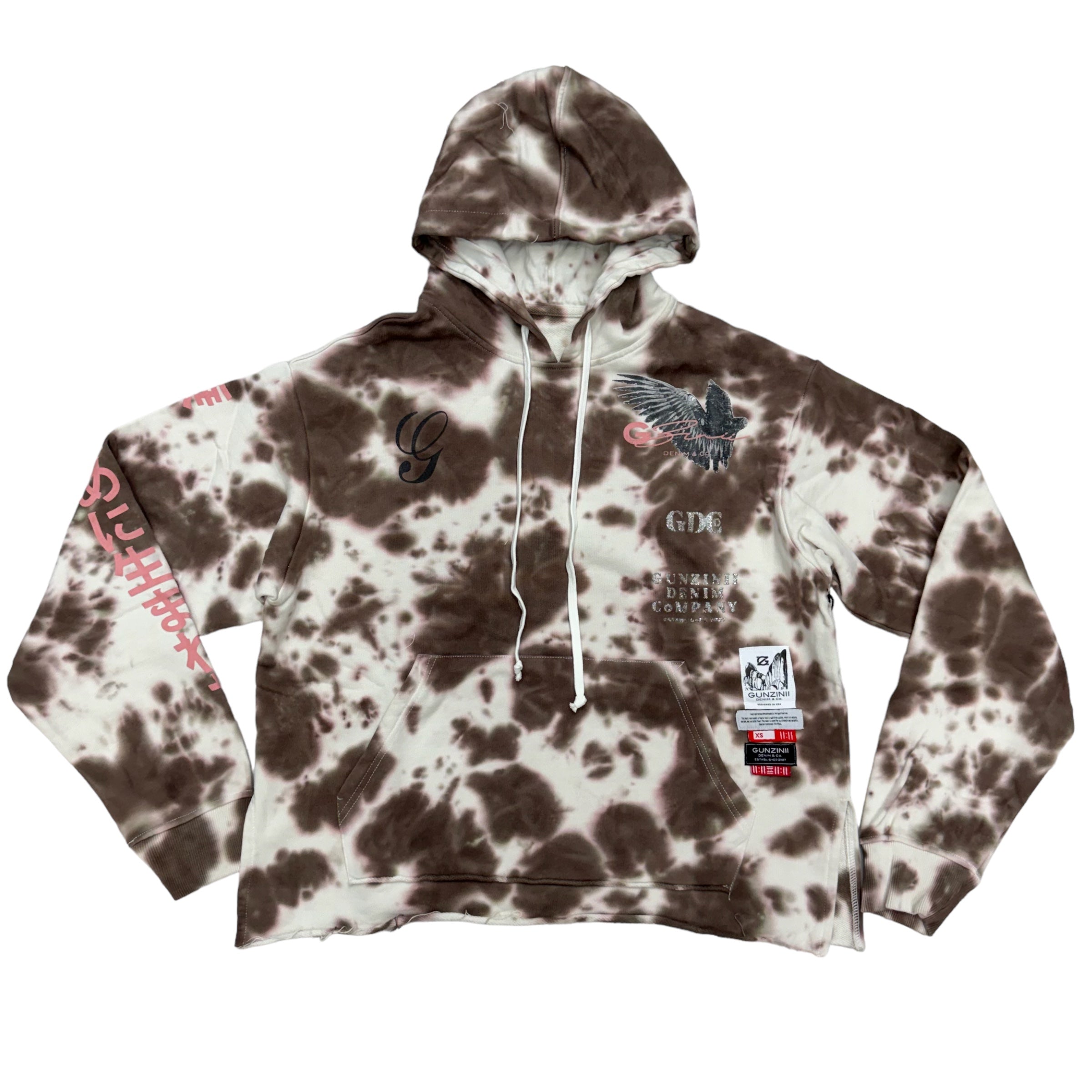 Gunzinii Crop Lost Angles TyeDye Hoodie Brown 382