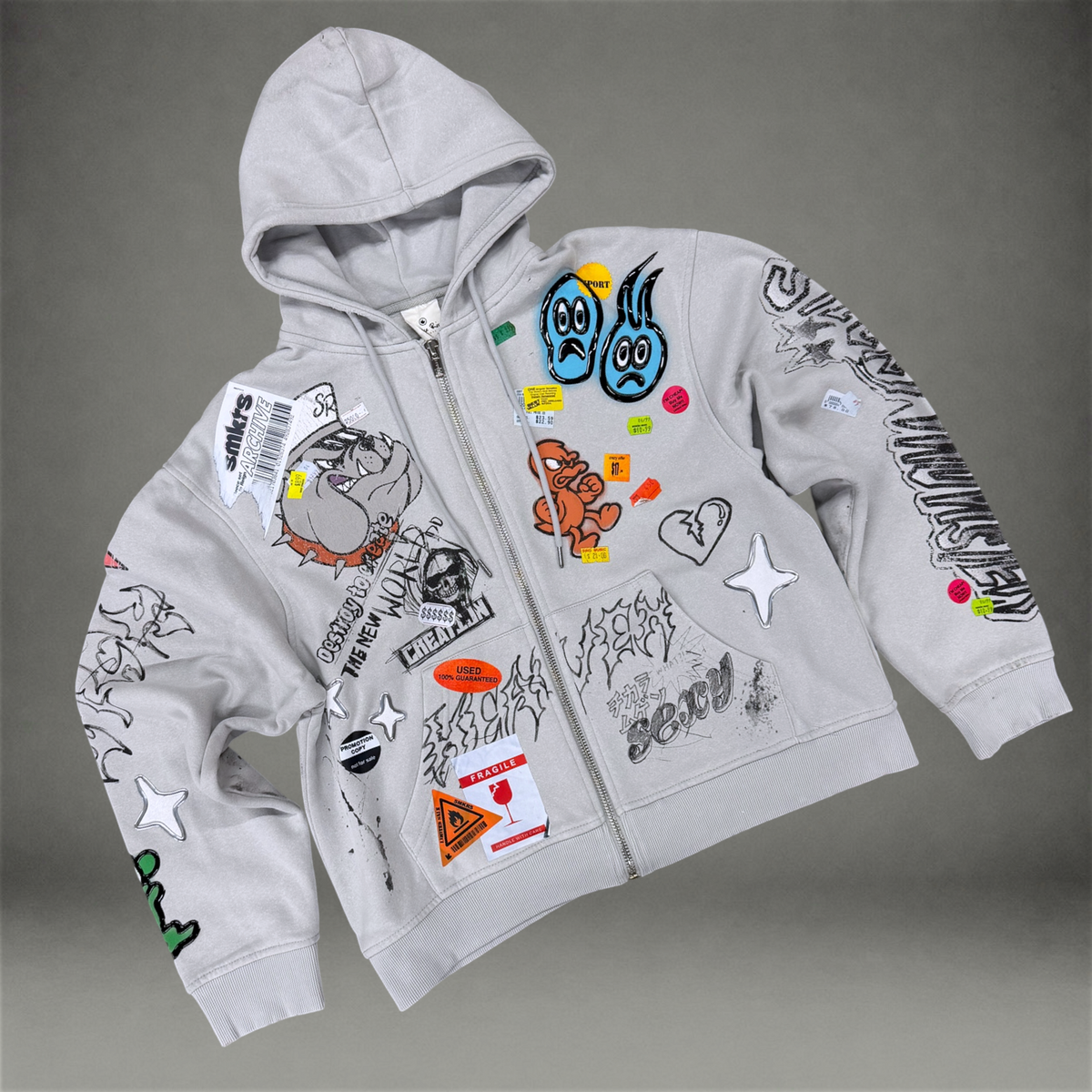 Rise - Doodle Zip Hoodie -  M.Grey - F530