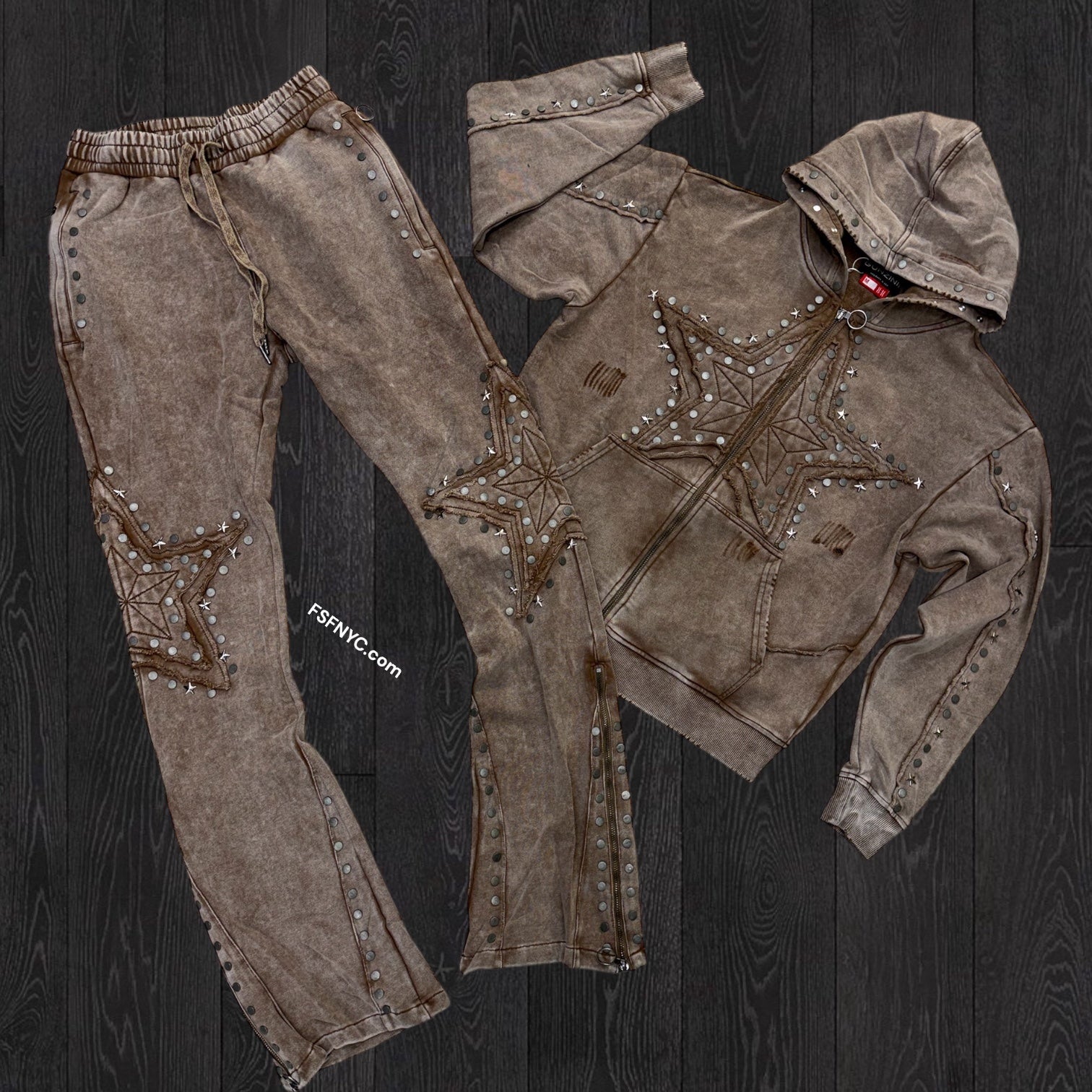 Gunzinii - Stacked Sweat Suit - Brown - GZ604 GZ603