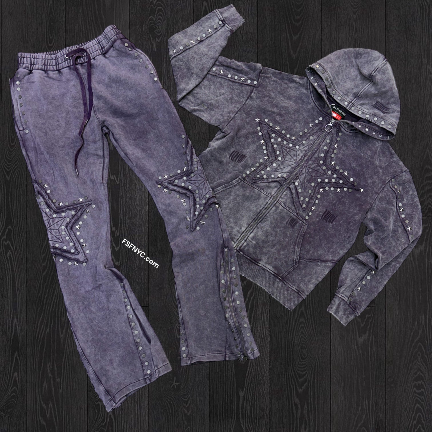 Gunzinii - Stacked Sweat Suit - Purple - GZ604 GZ603