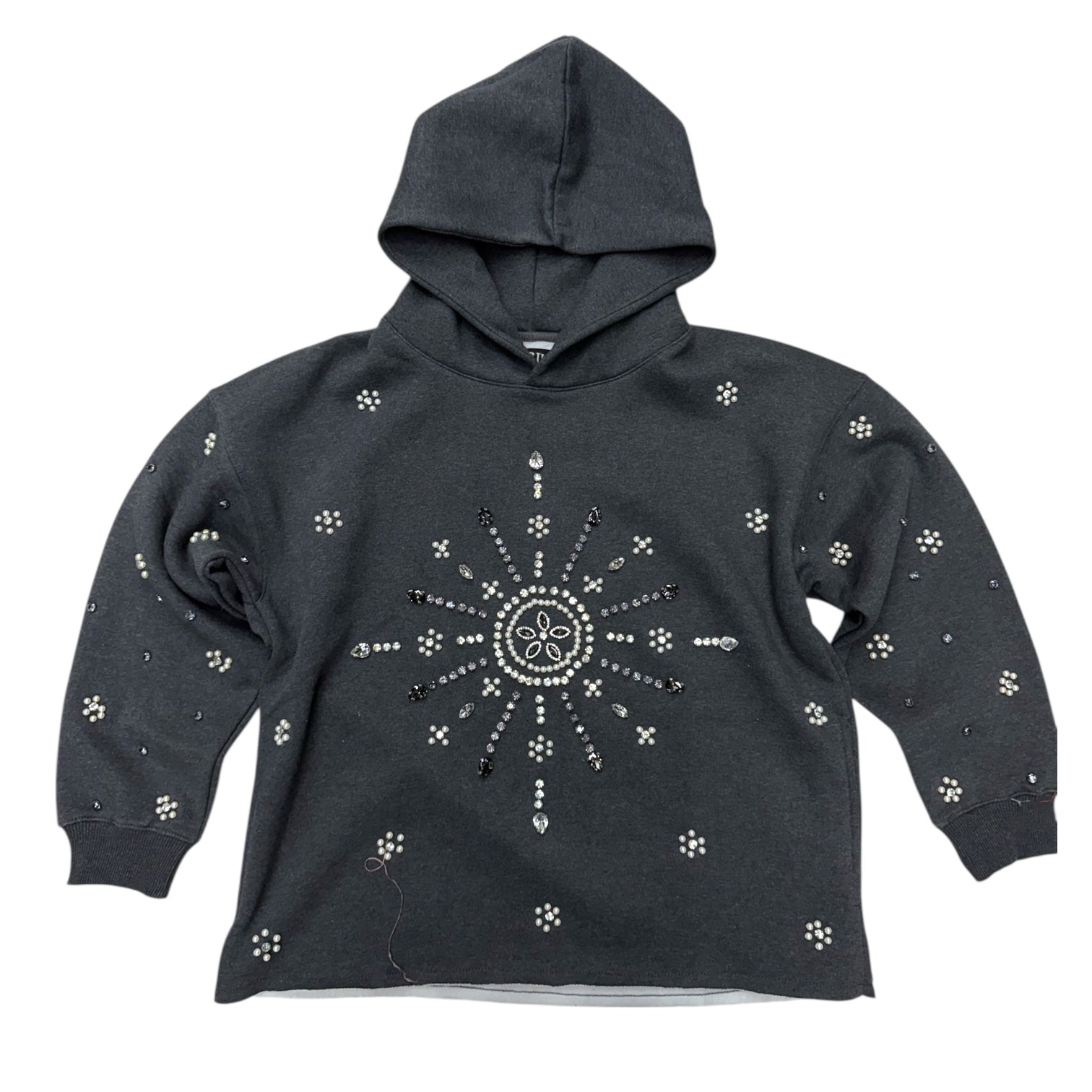 FO - Crystal Cut off Hoodie - Grey - 80772