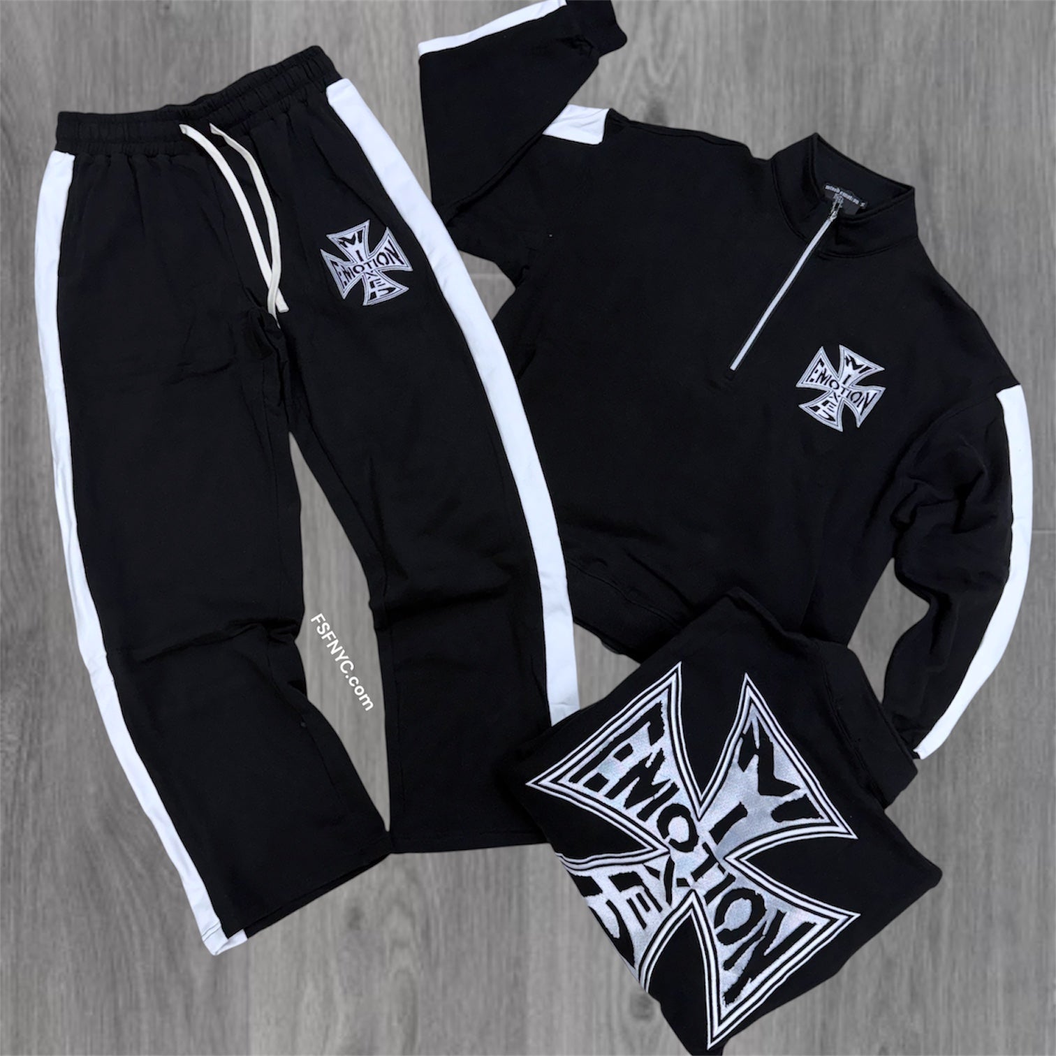 Mixed Emotions - Quarter Zip  Set - Black