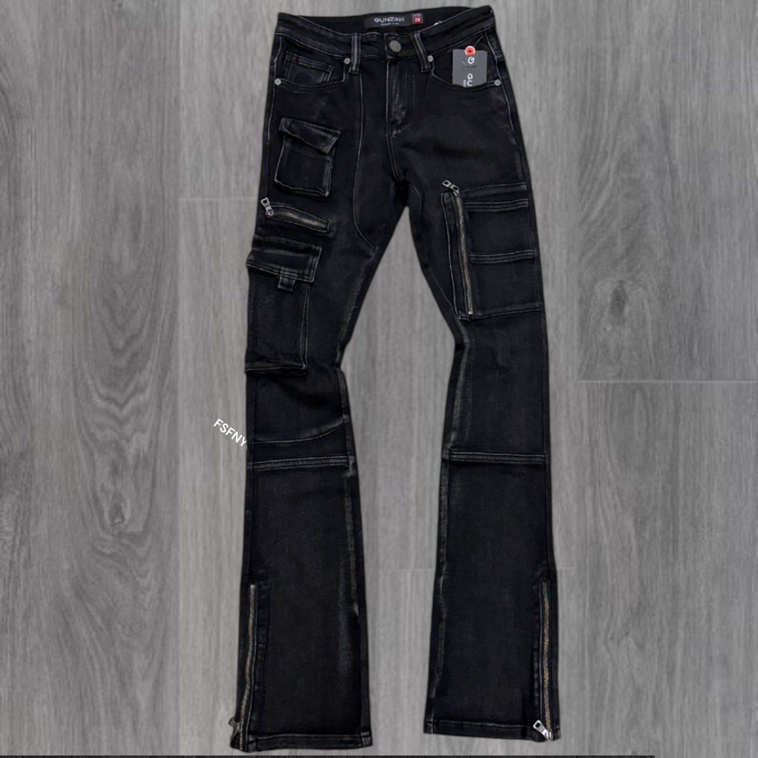 Gunzinii - Flare Utility Fit Denim - BLACK- GZ773