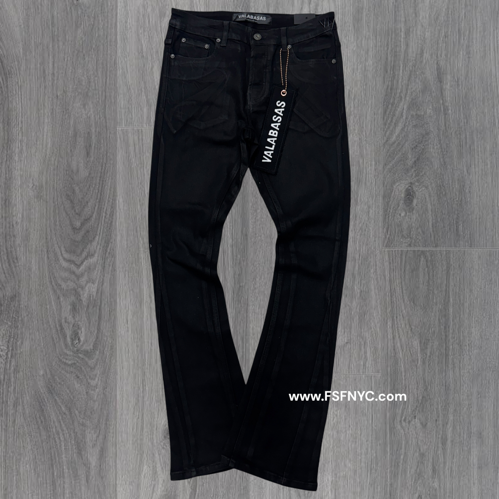 Valabasas - Mr Stacked Black Waxed Denim - 1005