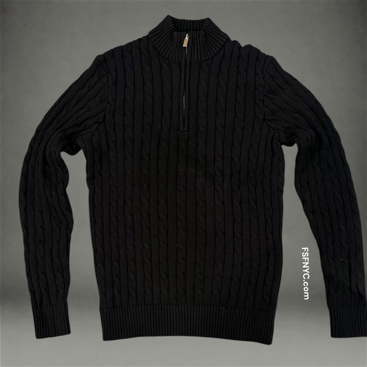 JC - Knitted Quarter Zip - Black 3909