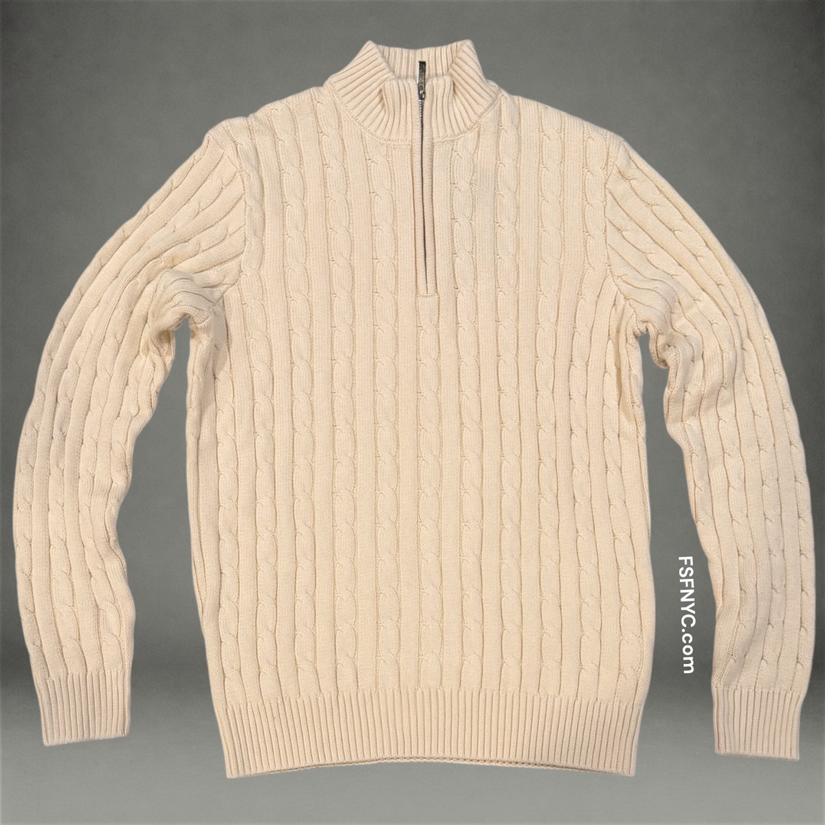 JC - Knitted Quarter Zip - Cream 3909