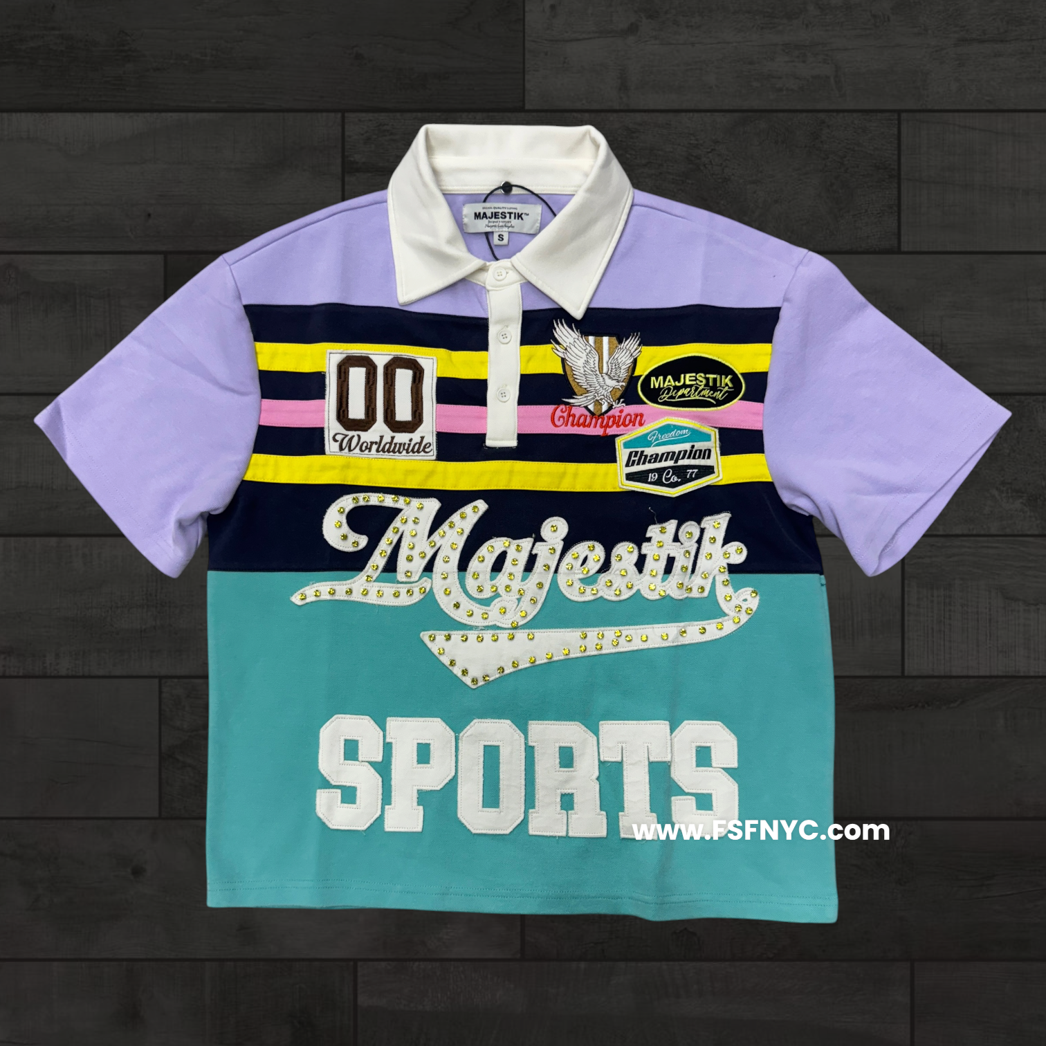 MJSTK - Pique Rhinestones Polo - Blue - 26104