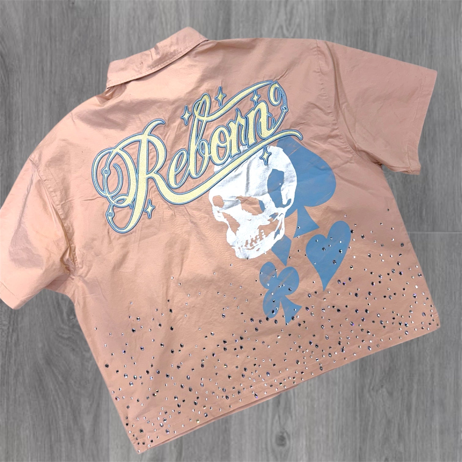 Rise - Reborn Rhinestone Button Down Shirt - Rose - S496