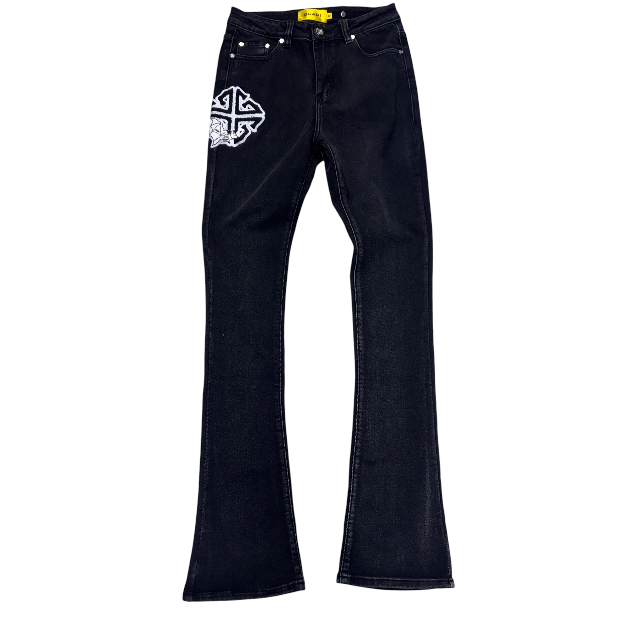 Guapi Stacked patched denim black wash