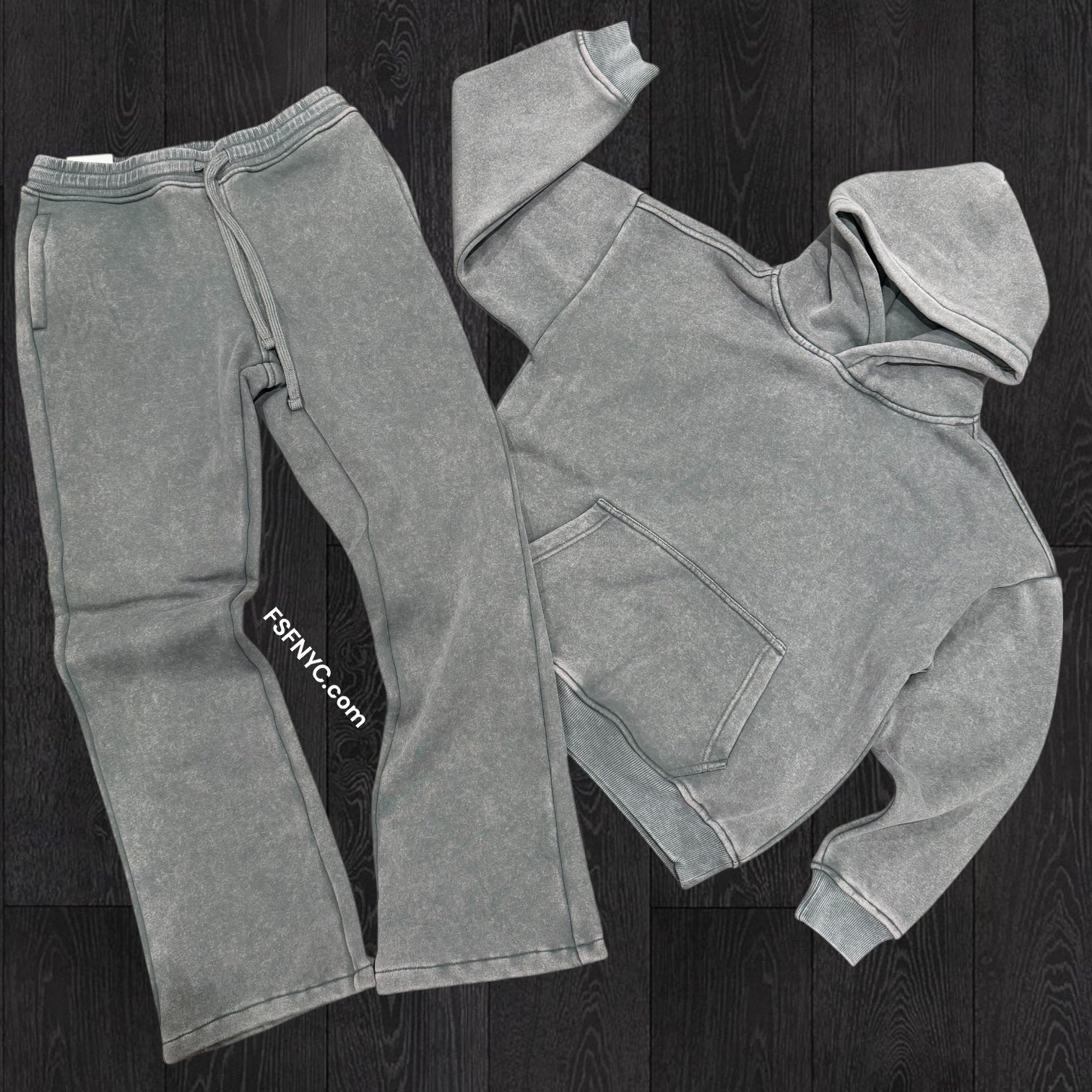R - Mineral Wash Flare Sweatsuit- Lt. Grey - 380480