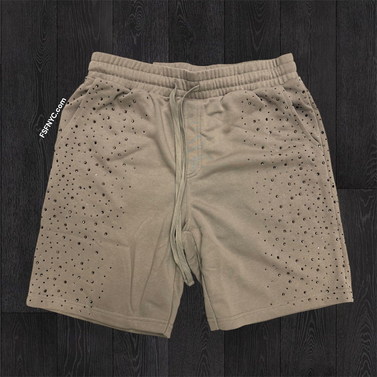 Rebel - Rhinestone Sweat shorts - Taup - 11965