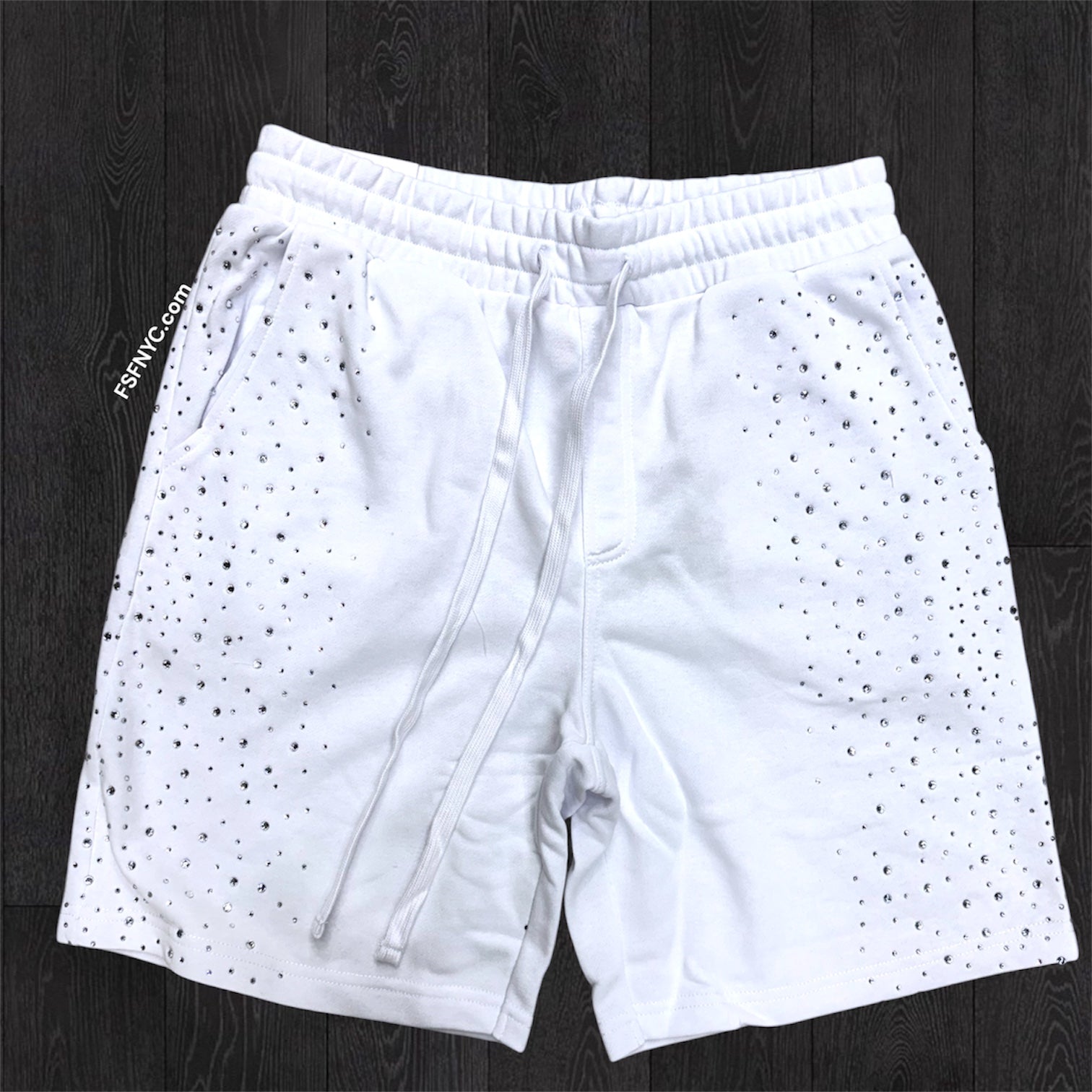 Rebel - Rhinestone Sweat shorts - White - 11965