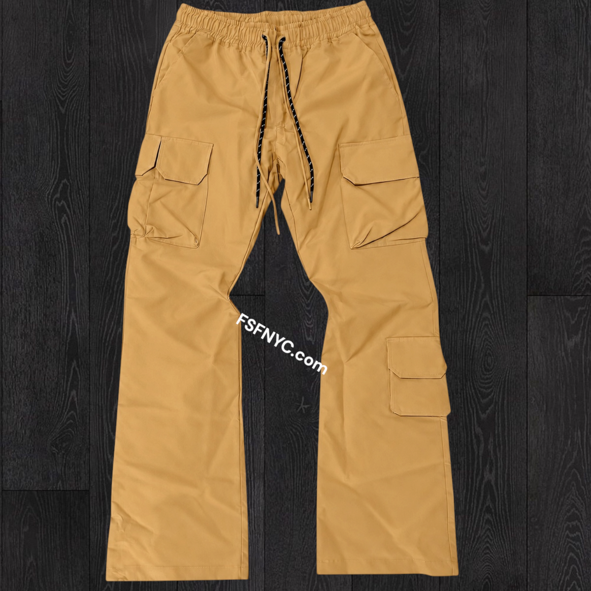 Baruda - Flare Nylon Cargo Pants - Wheat - 404FS