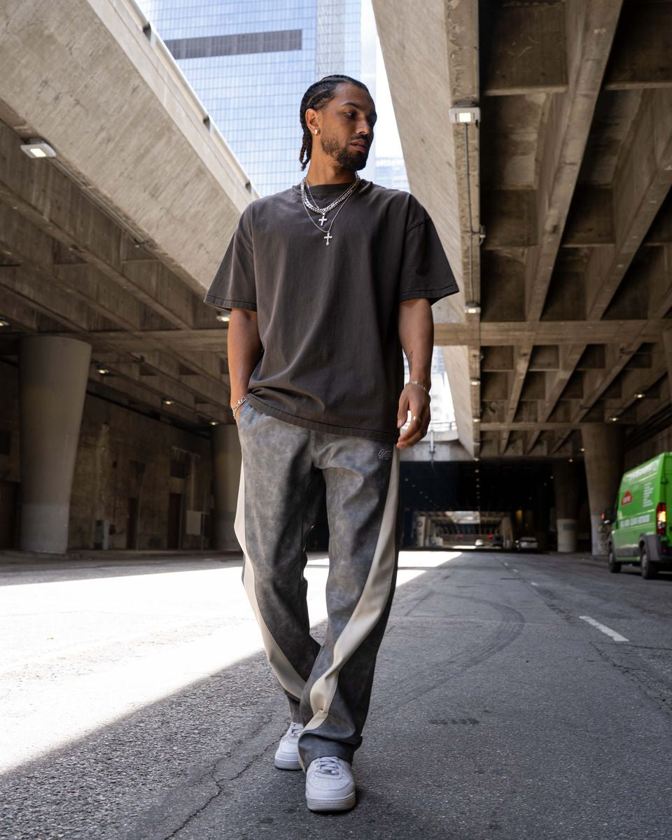 EPTM Stacked PU Twist Pants Grey