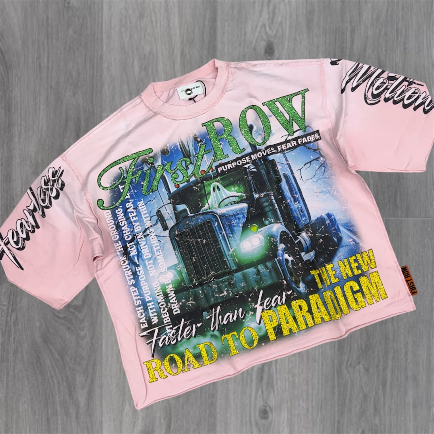 FR - Ghost Oversized Crop T-shirt - Pink