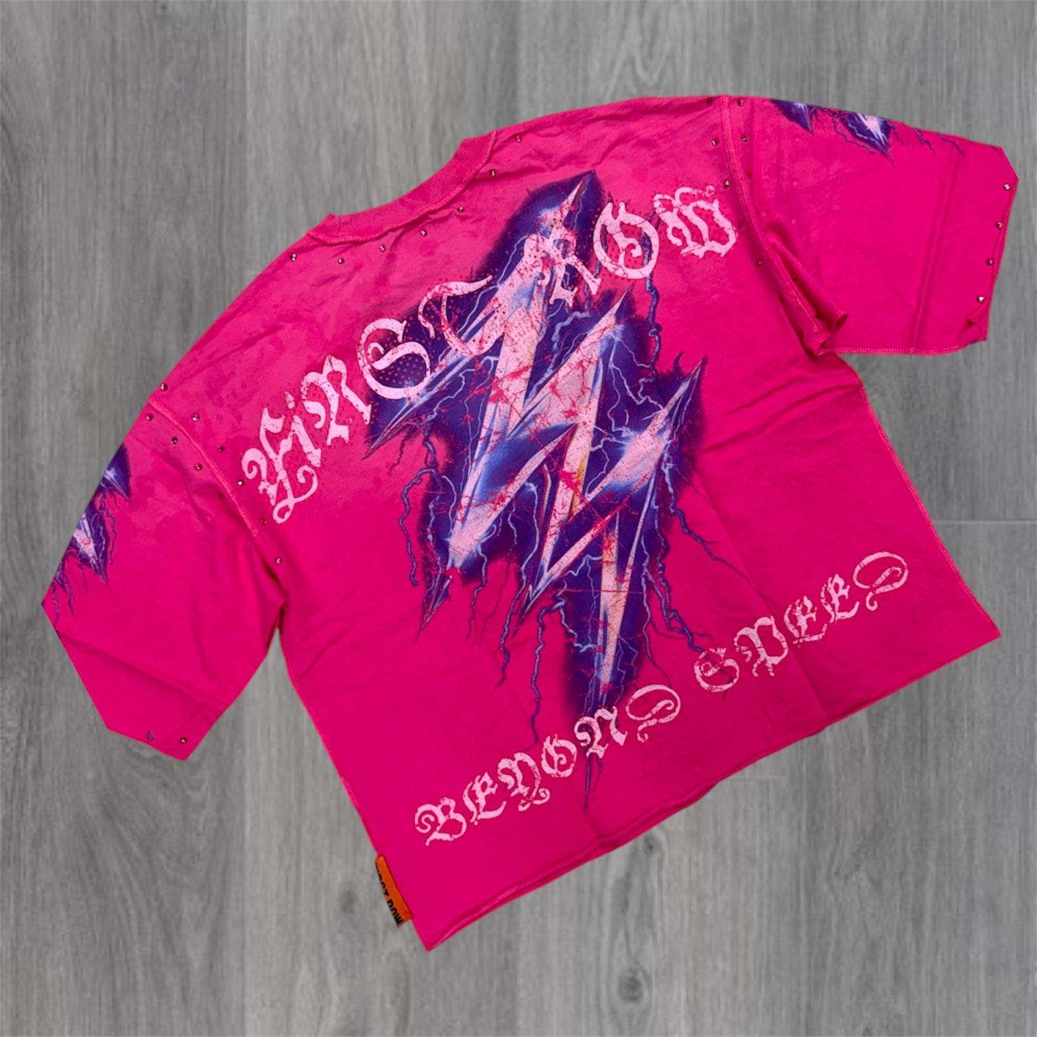 FR - Rhinestone OverSized T-shirt - Pink - 1050