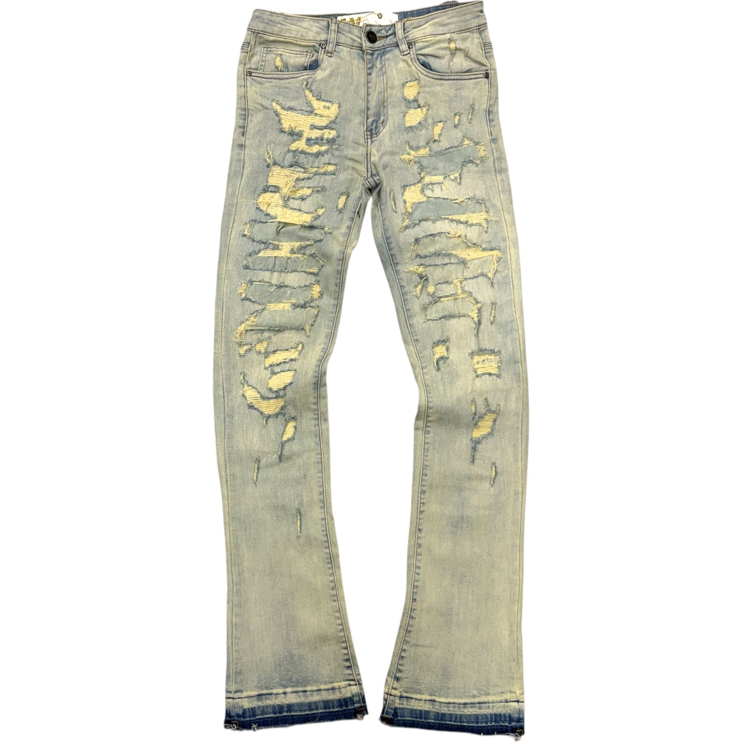 W - Stacked Distress Denim - Bleach WASH - M8204D